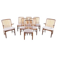 8 Otmar Danish Scandinavian Modern Teak Slat Back Dining Chairs MCM