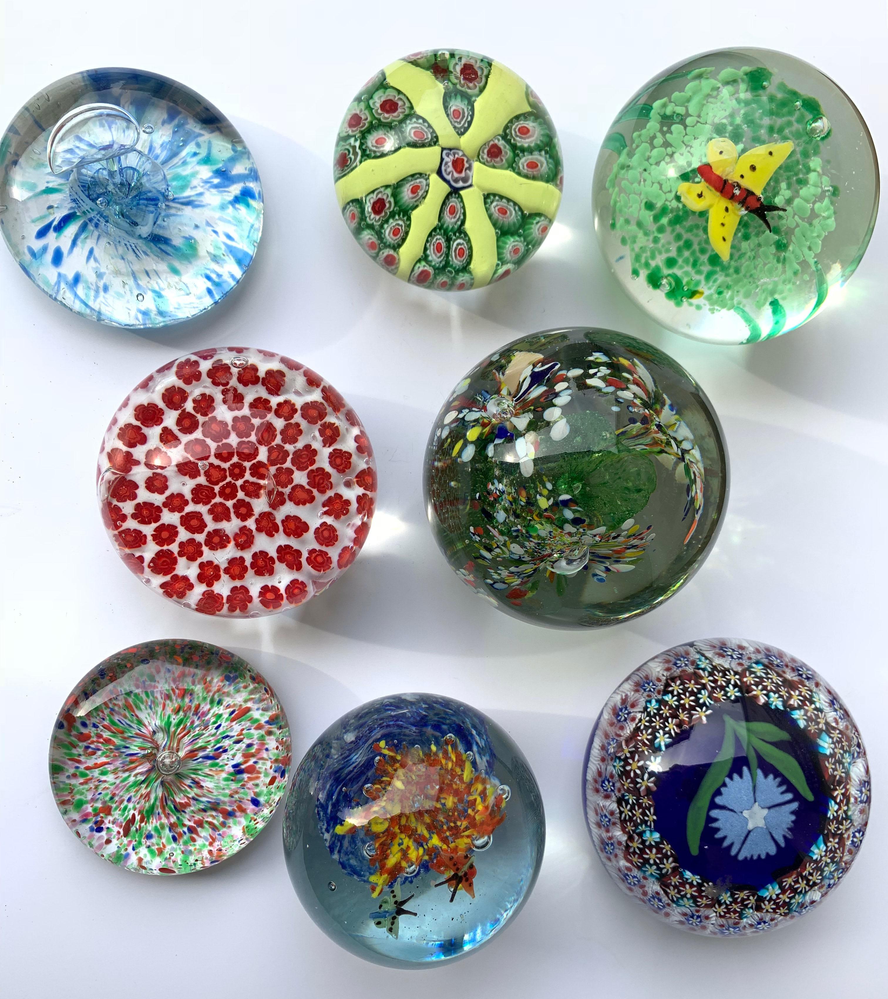 8 Paperweight Millefiori Collection in Italian Venice Glass Midcentury 11