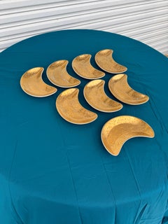 8 pcs. of 1950's Piero Fornasetti Gilt "Grande Antico" Crescent Plates