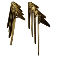 8 Pcs., Wall Hooks, Brass, Hertha Baller Vienna, Austria