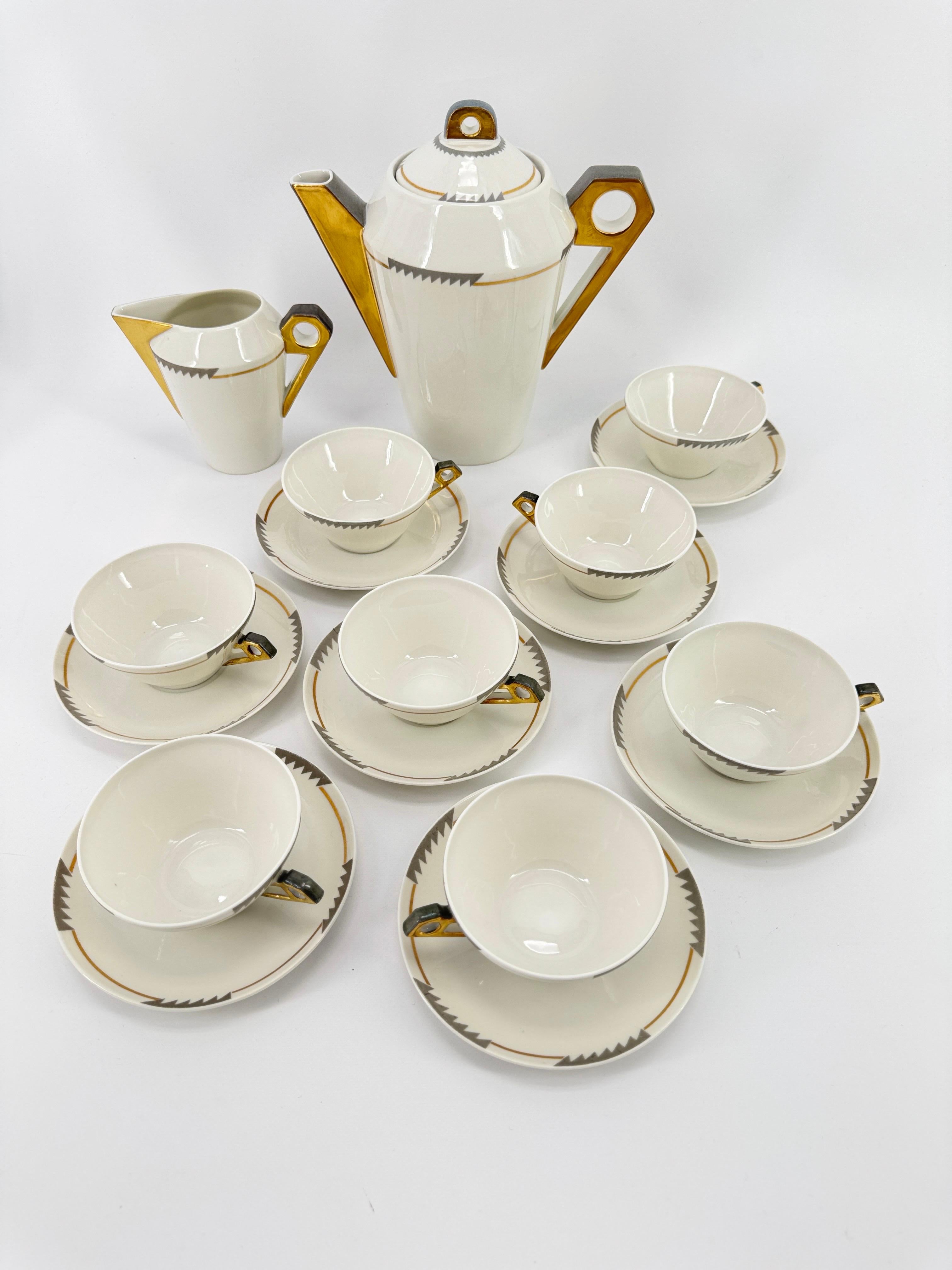 Juego de té modernista para 7 personas Theodore Haviland Le Tanneur Porcelana de Limoges 1929 en venta 5