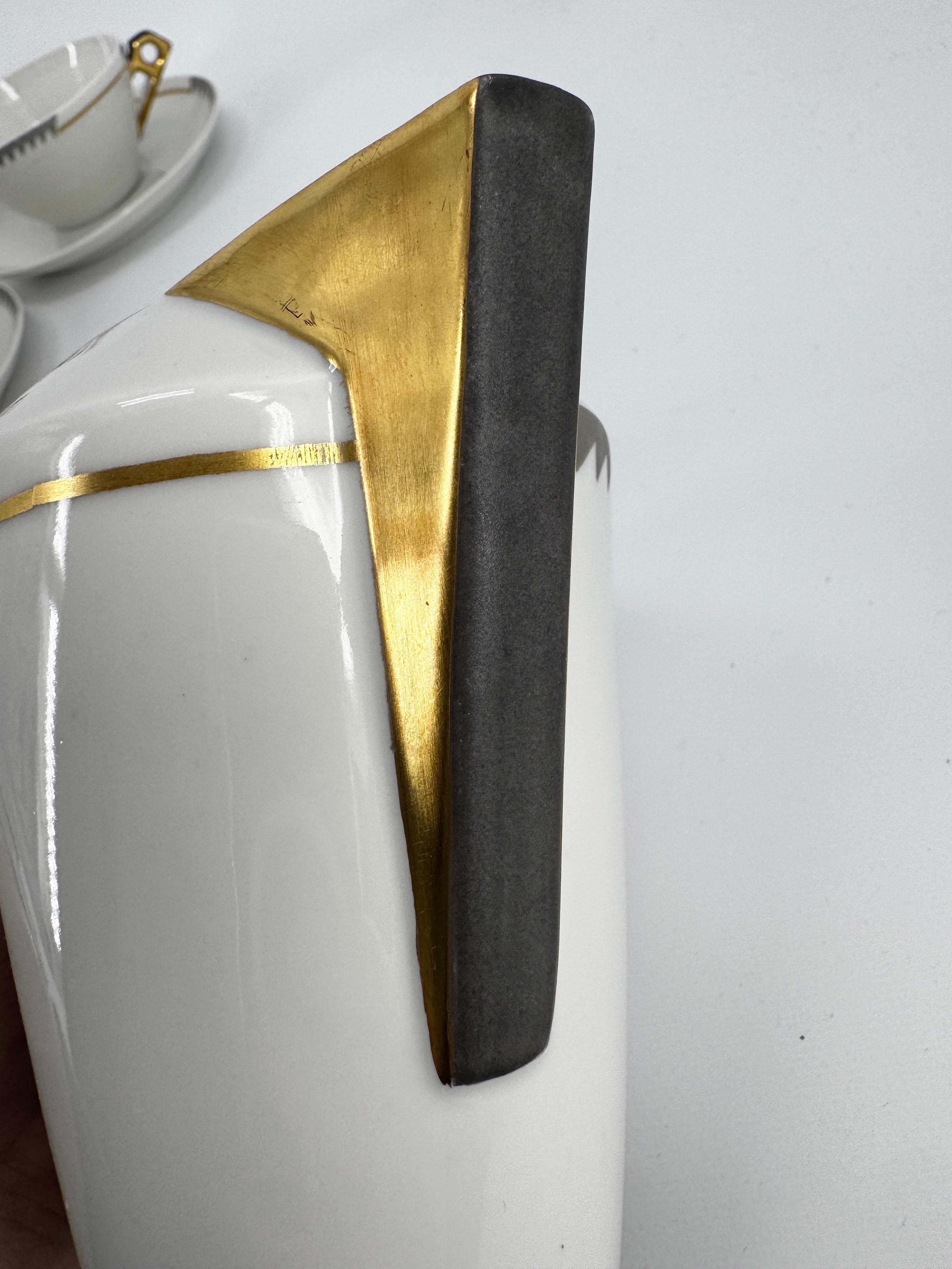 Juego de té modernista para 7 personas Theodore Haviland Le Tanneur Porcelana de Limoges 1929 en venta 2