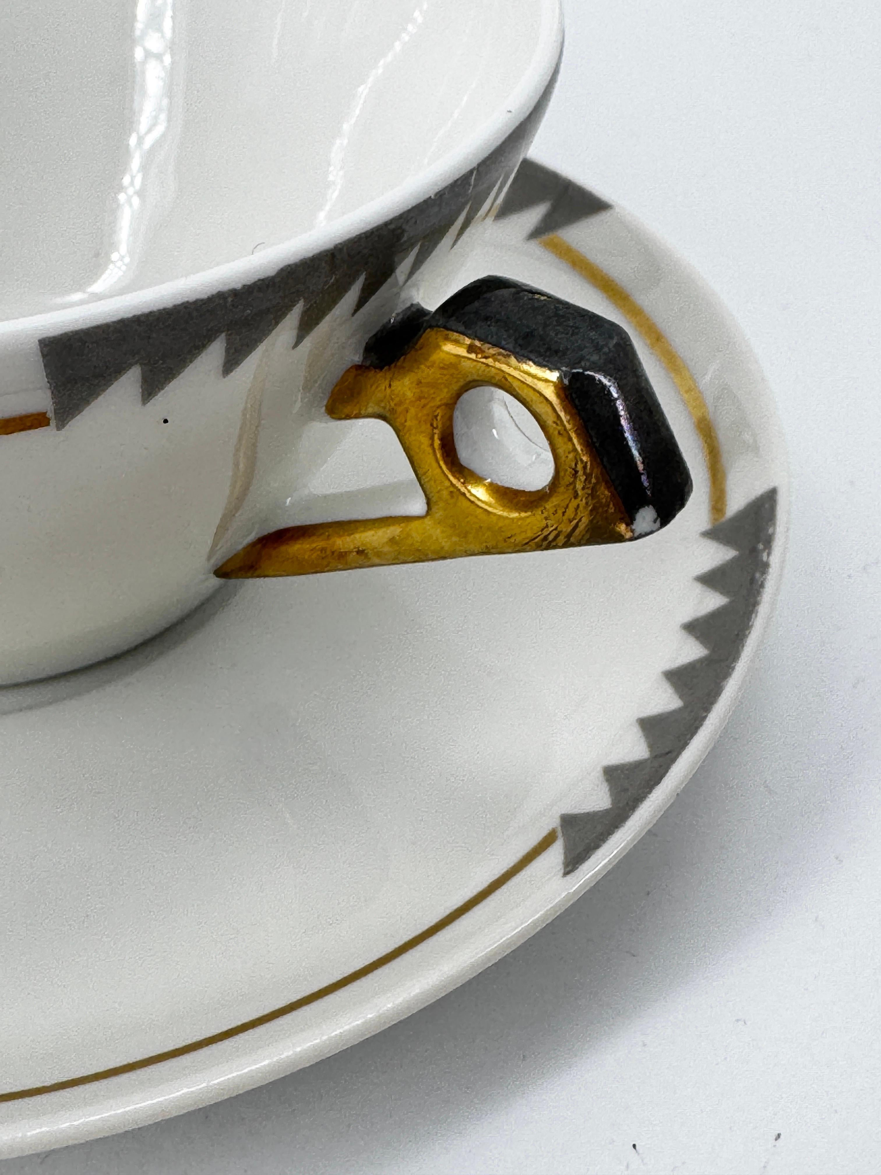 Juego de té modernista para 7 personas Theodore Haviland Le Tanneur Porcelana de Limoges 1929 Francés en venta