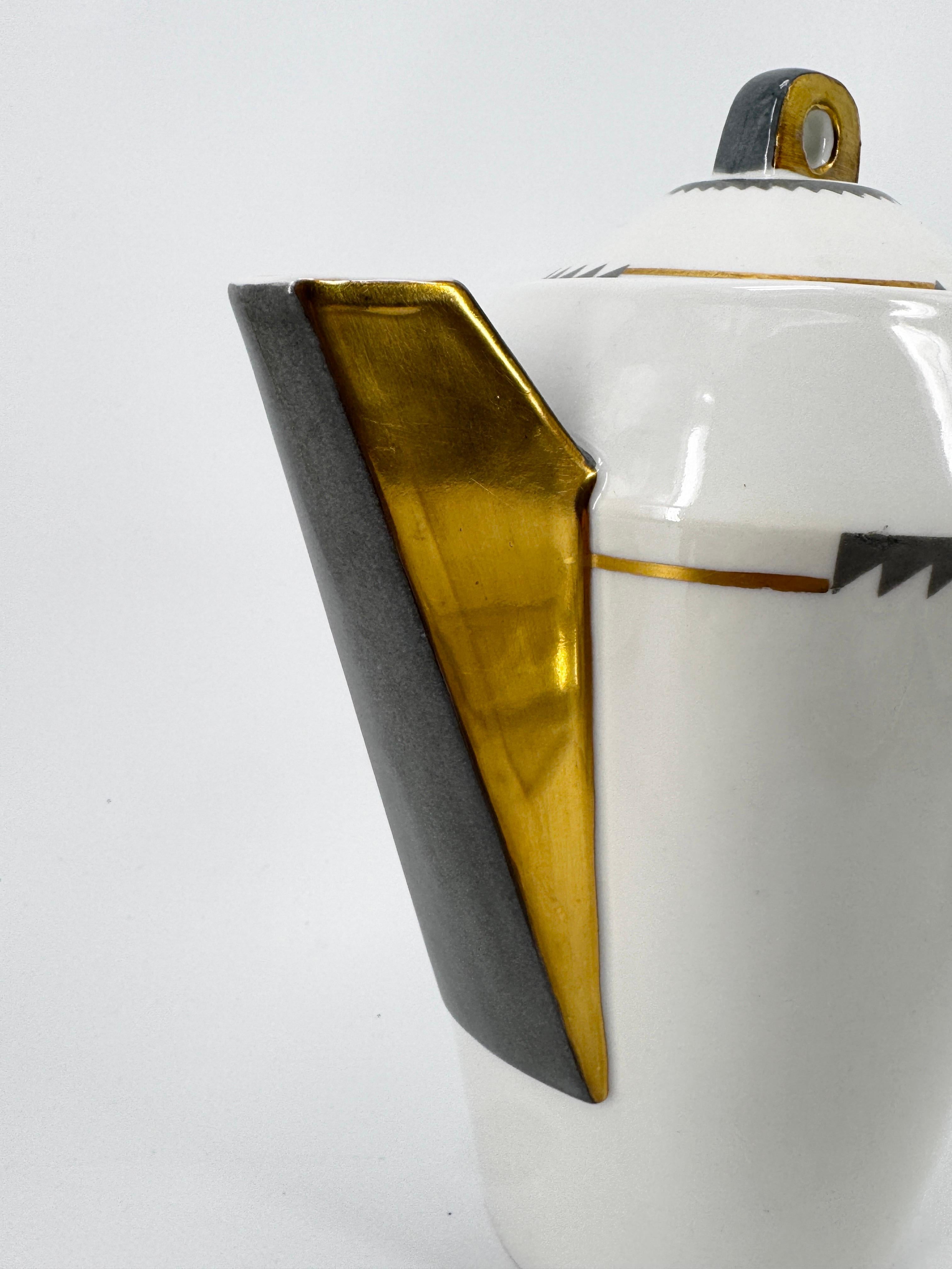 Juego de té modernista para 7 personas Theodore Haviland Le Tanneur Porcelana de Limoges 1929 Hecho a mano en venta