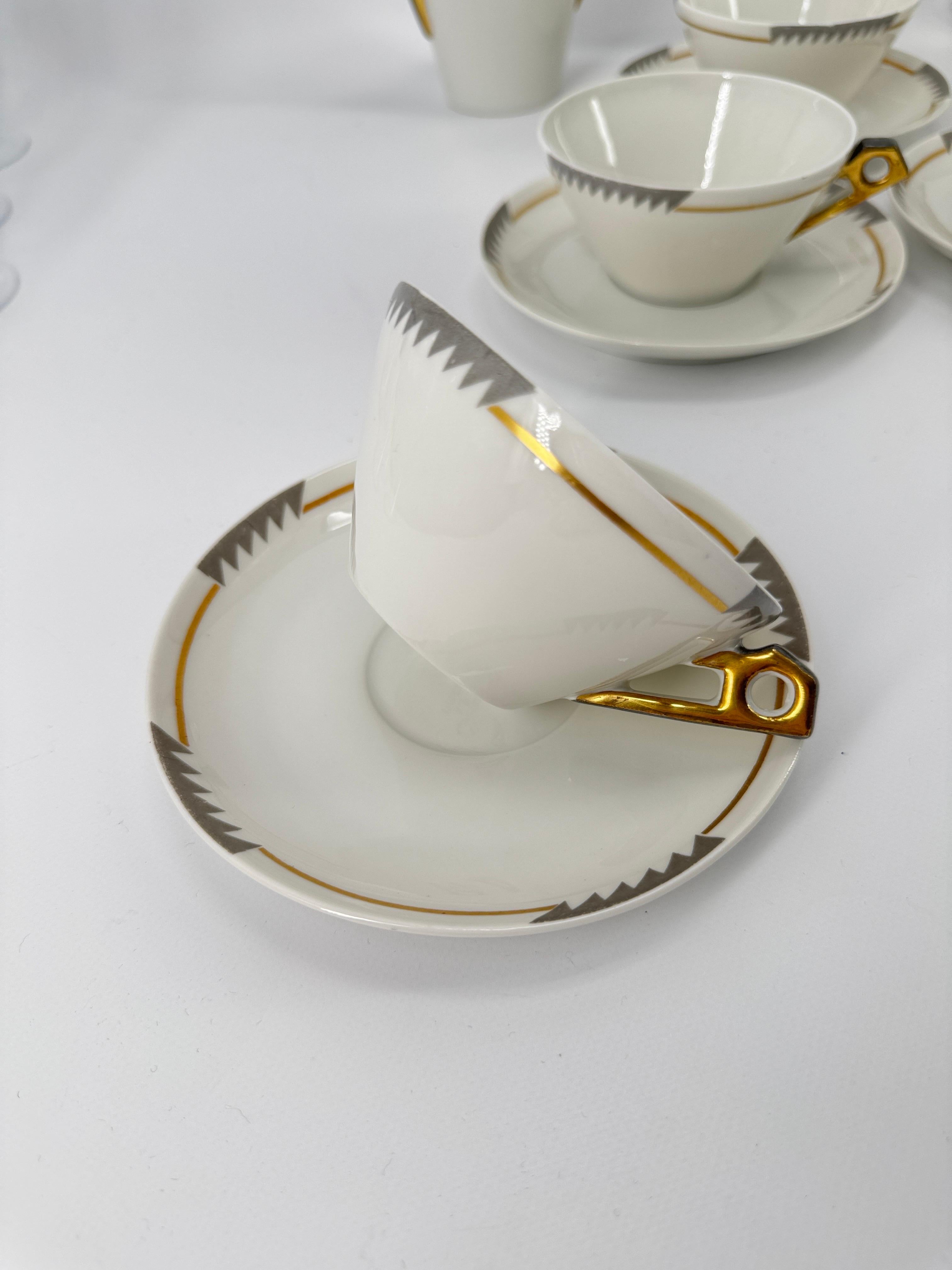Juego de té modernista para 7 personas Theodore Haviland Le Tanneur Porcelana de Limoges 1929 en venta 3