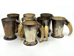 8 P.H. Vogel Silverplate with Boar Tusk Handled Mugs