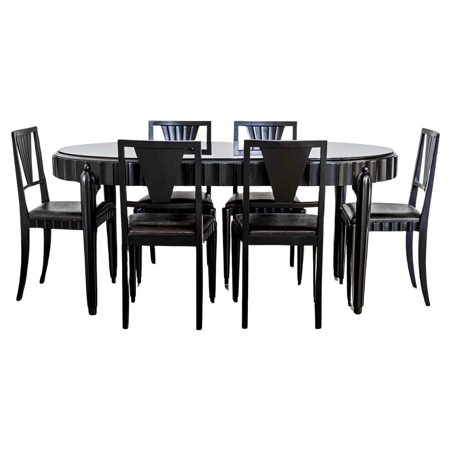 Ensemble de salle à manger Art Déco 8 pièces, Italie années 1930