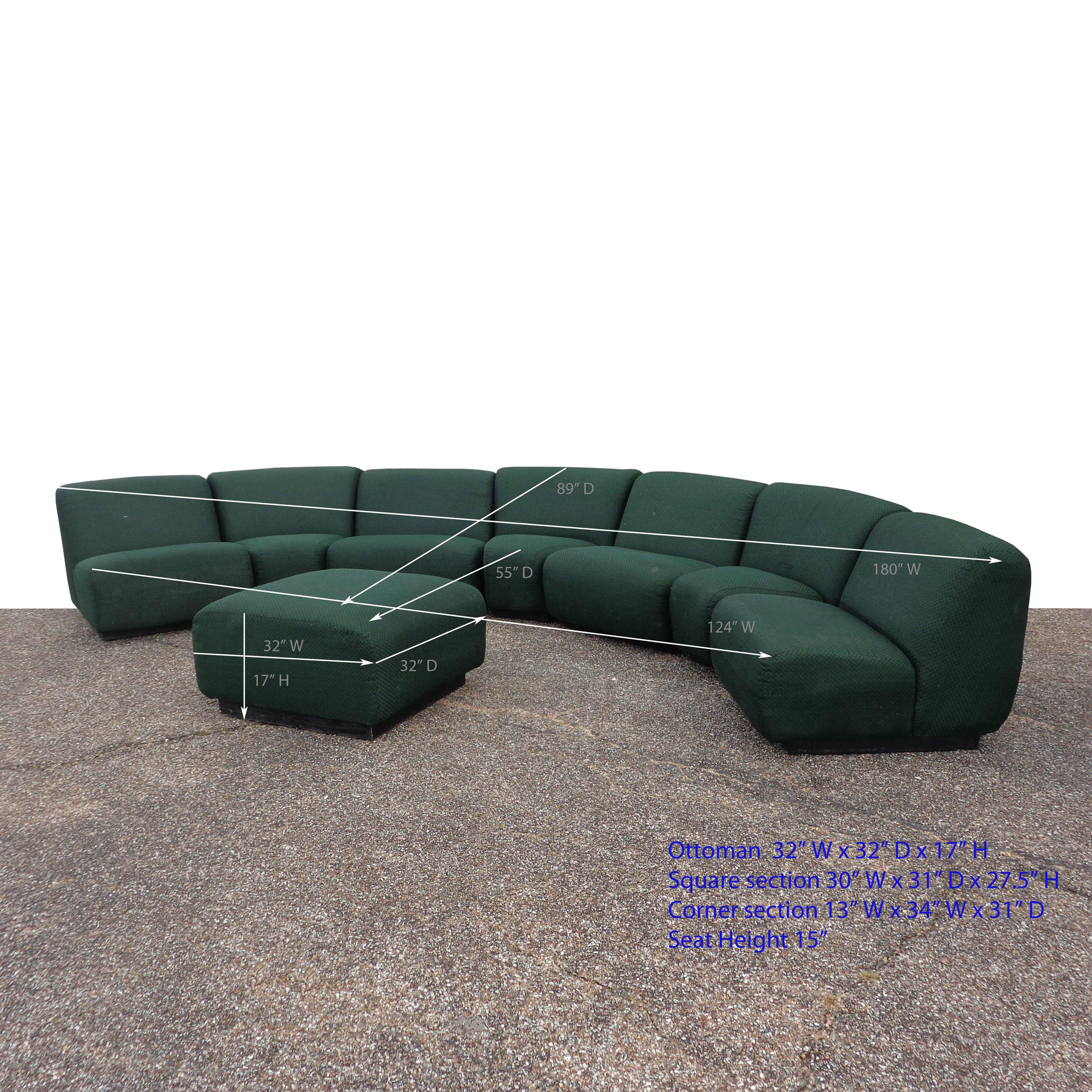Mid-Century Modern 8 Piece Modern Modular Chadwick Style Sectional Sofa 