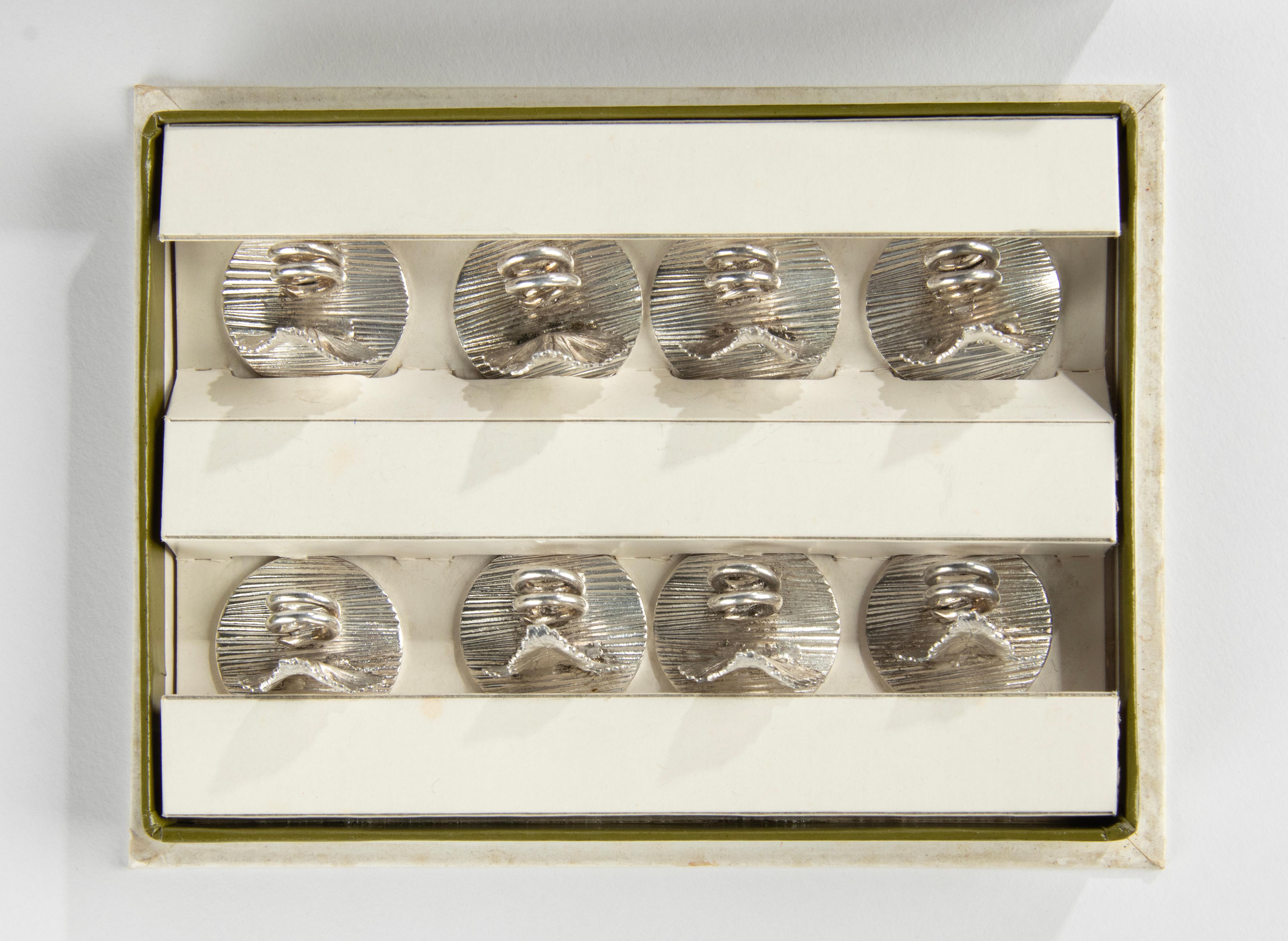 8-Piece Set Name Card Holders with Vine Leaf made by Christofle France 8