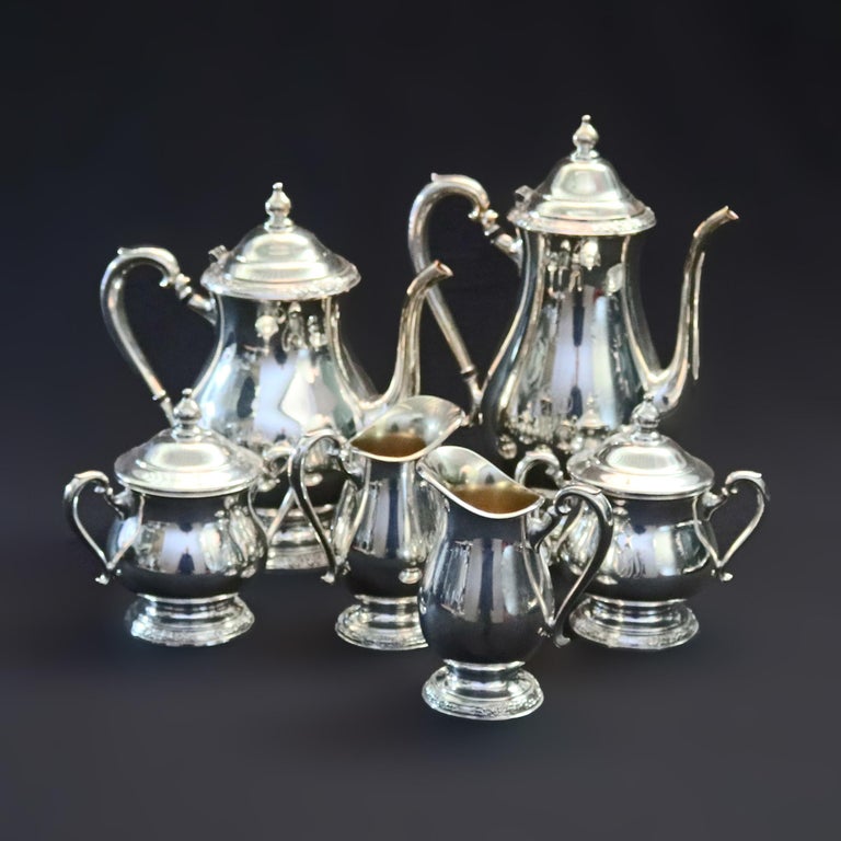 8-Piece Silver Plate Coffee and Tea Service Monogrammed 