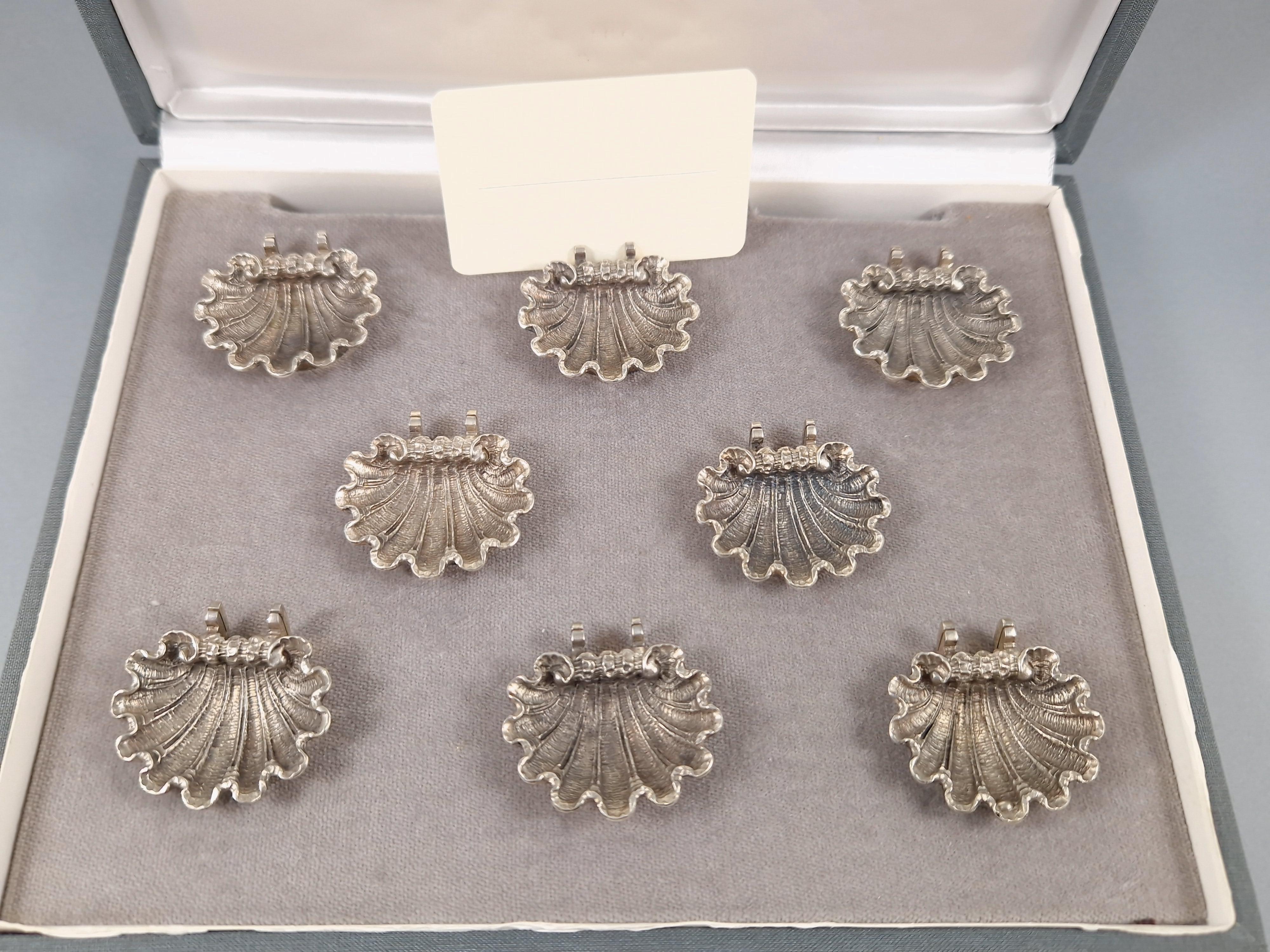 Italian 8 Place Card Holders / Salt Cellars in Solid Silver
