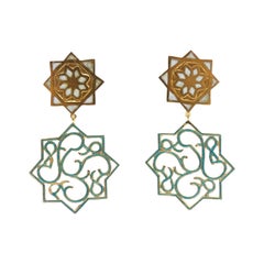 8 Pointed Star Enameled Gold Plated Earring