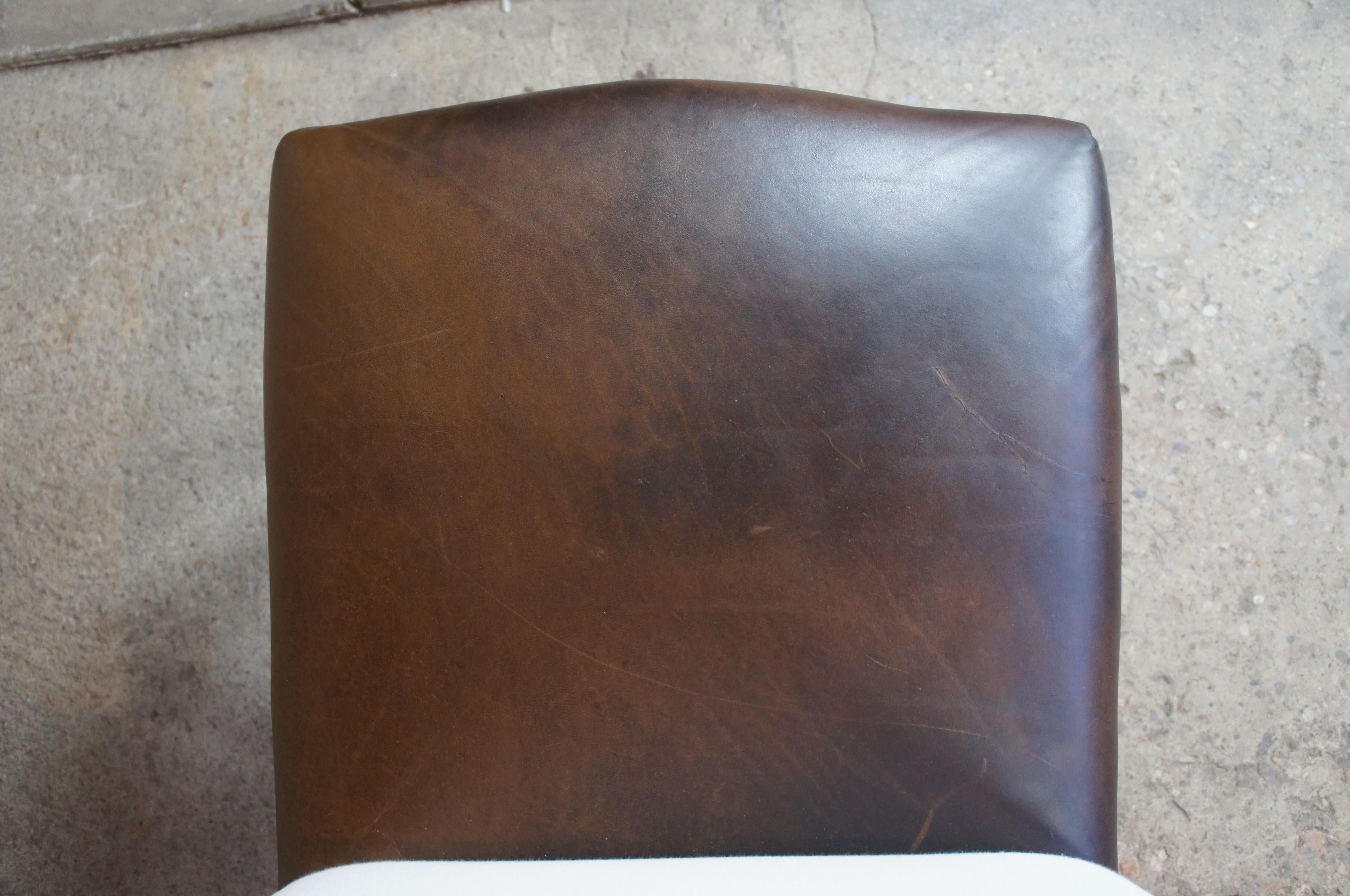 8 Ralph Lauren Henredon Duke Side Dining Chairs Mahogany Leather & Nailhead Trim 2