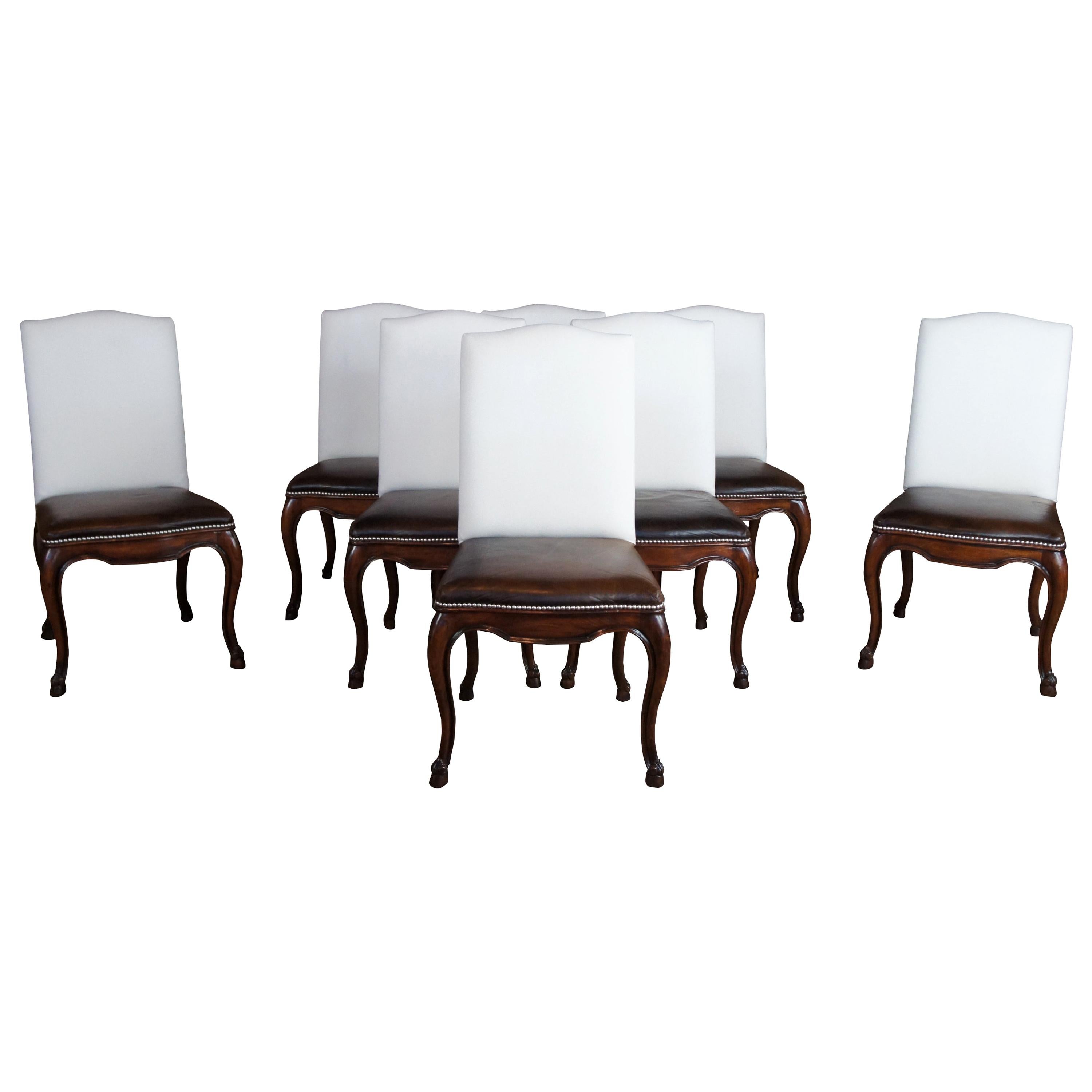 8 Ralph Lauren Henredon Duke Side Dining Chairs Mahogany Leather & Nailhead Trim