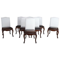 Vintage 8 Ralph Lauren Henredon Duke Side Dining Chairs Mahogany Leather & Nailhead Trim