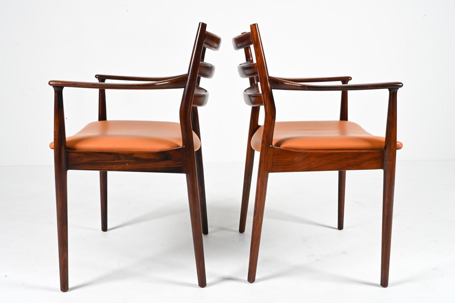 '8' Rare Rosewood Dining Armchairs Attributed to Arne Vodder for Cado, Denmark For Sale 5