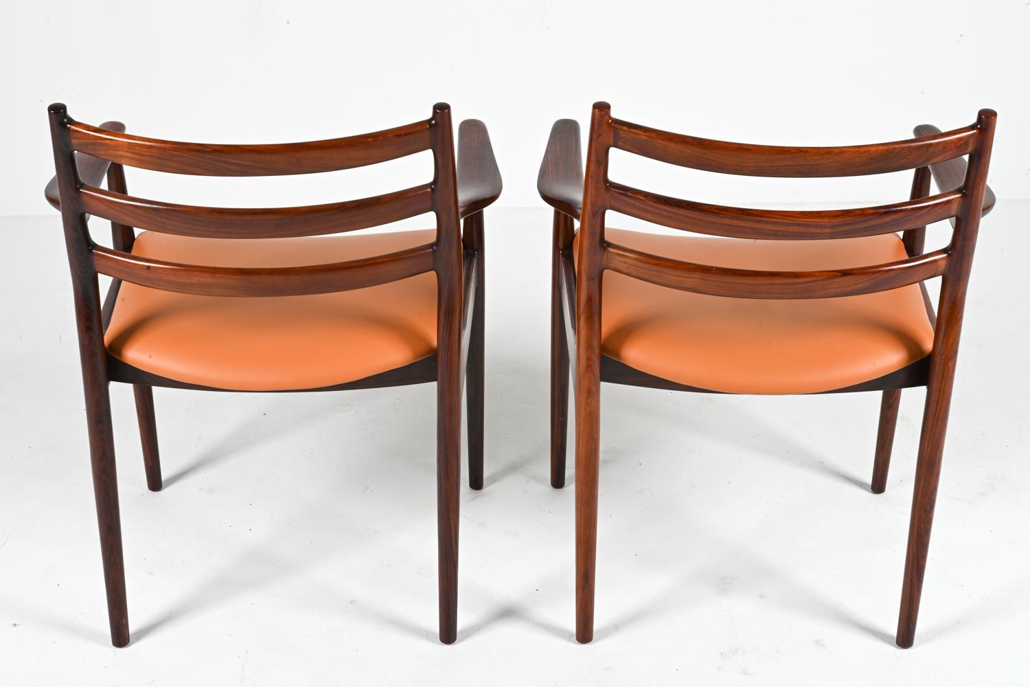 '8' Rare Rosewood Dining Armchairs Attributed to Arne Vodder for Cado, Denmark For Sale 6