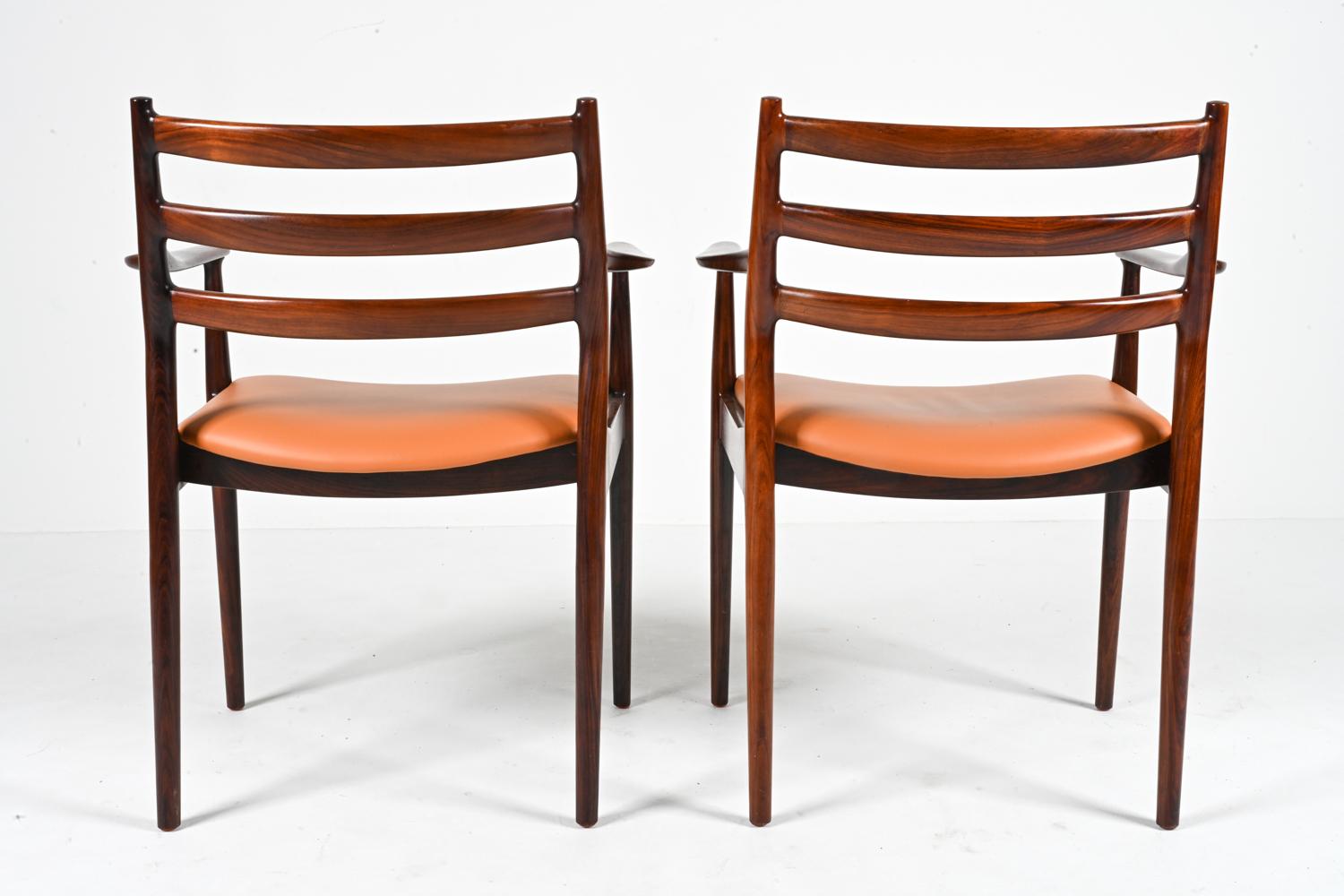 '8' Rare Rosewood Dining Armchairs Attributed to Arne Vodder for Cado, Denmark For Sale 7