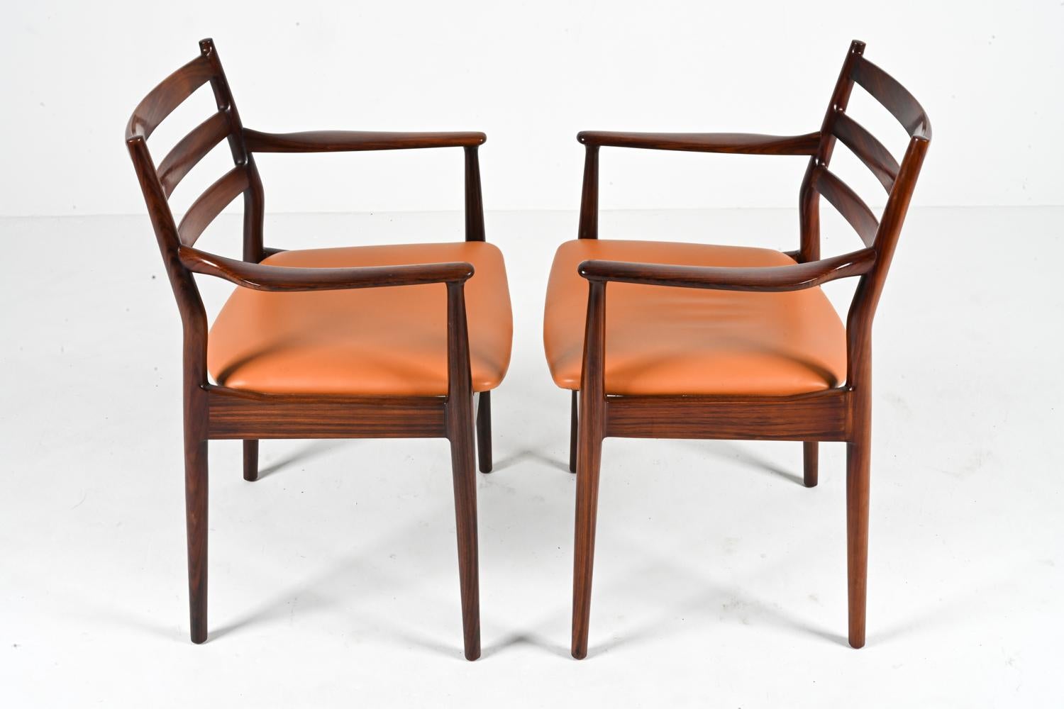 '8' Rare Rosewood Dining Armchairs Attributed to Arne Vodder for Cado, Denmark For Sale 8