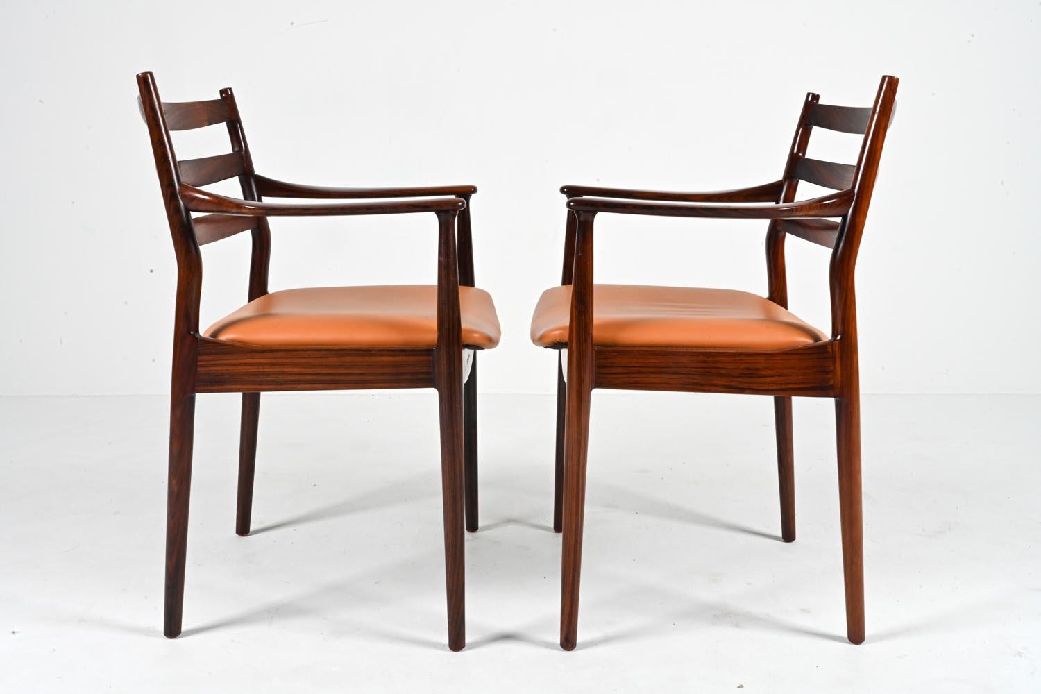 '8' Rare Rosewood Dining Armchairs Attributed to Arne Vodder for Cado, Denmark For Sale 9