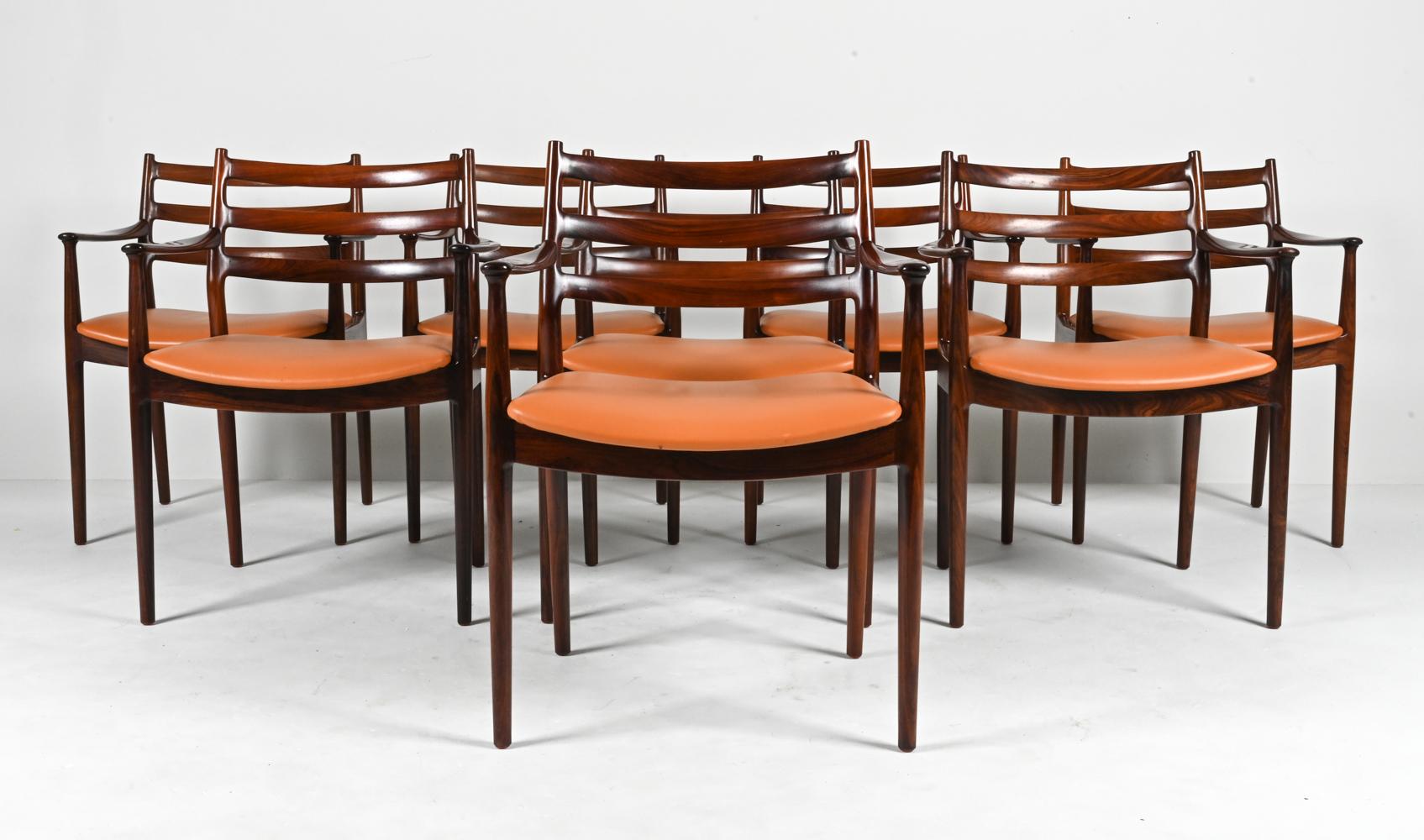 Scandinavian Modern '8' Rare Rosewood Dining Armchairs Attributed to Arne Vodder for Cado, Denmark For Sale
