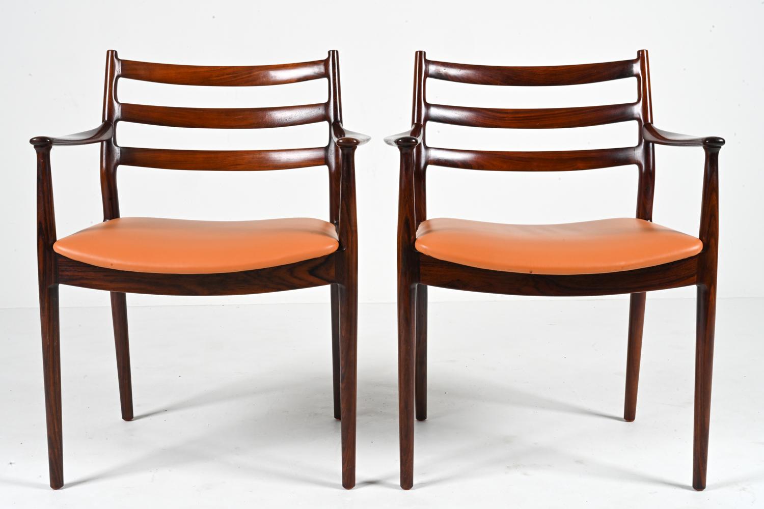 Mid-20th Century '8' Rare Rosewood Dining Armchairs Attributed to Arne Vodder for Cado, Denmark For Sale