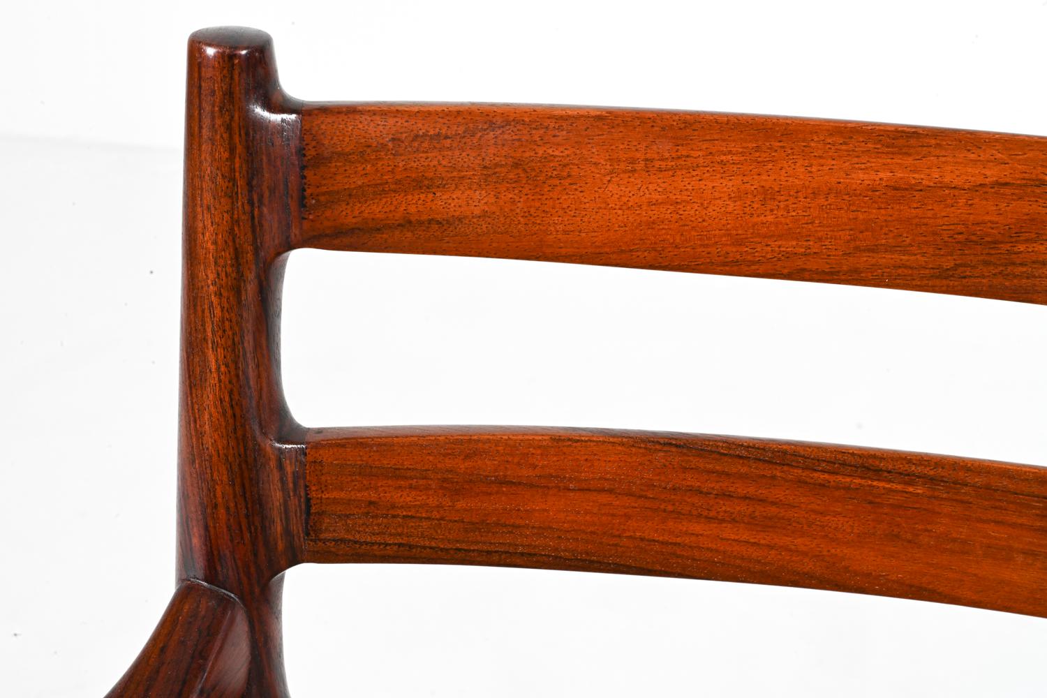 '8' Rare Rosewood Dining Armchairs Attributed to Arne Vodder for Cado, Denmark For Sale 1