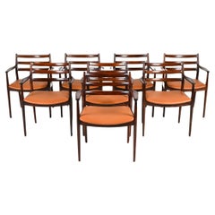 Vintage '8' Rare Rosewood Dining Armchairs Attributed to Arne Vodder for Cado, Denmark