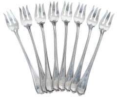 8 Reed & Barton Antique Sterling Silver Hepplewhite Engraved Cocktail Forks