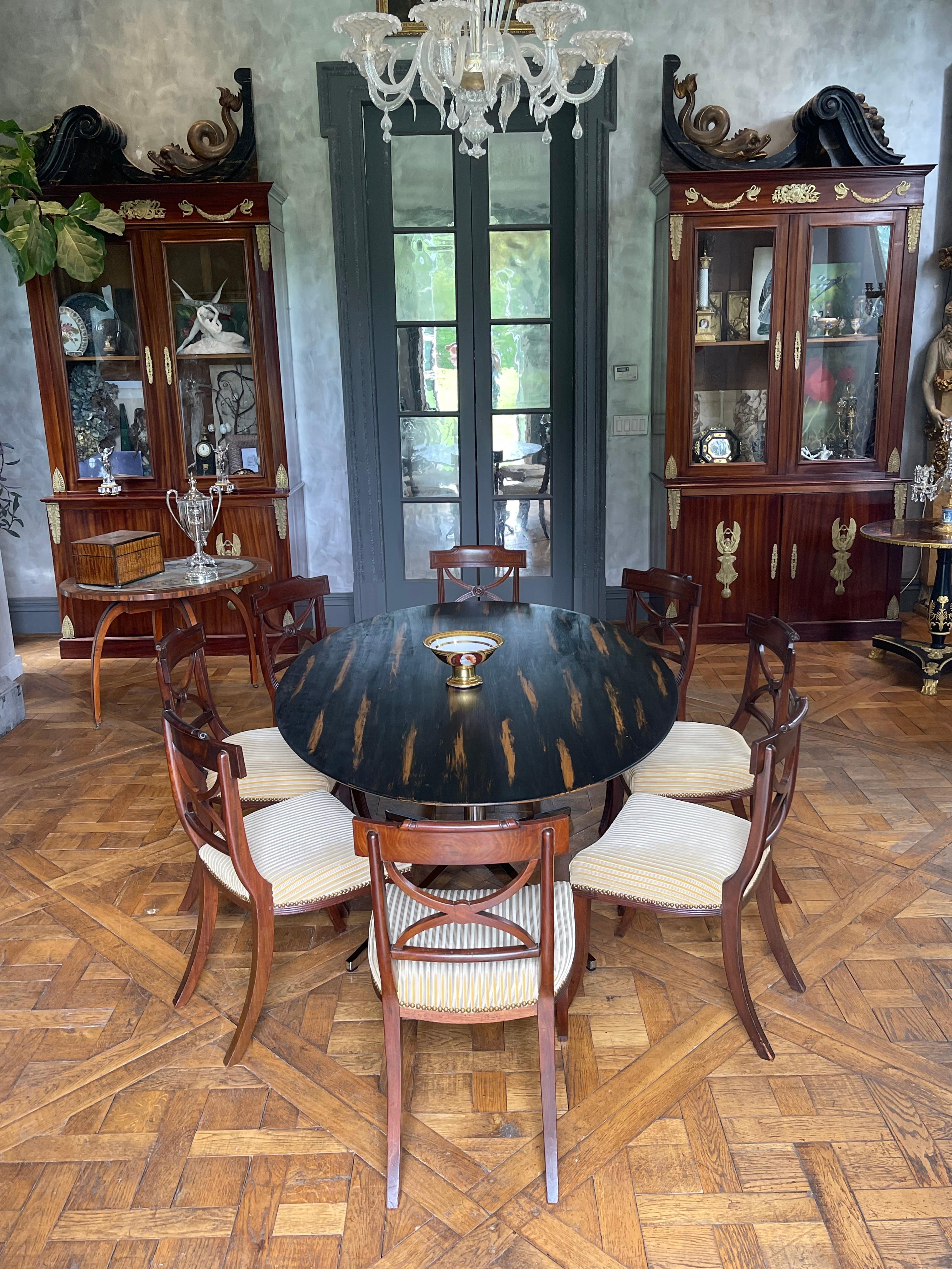 Hand-Crafted 8 Set of ca 1820 Regency Dining Room Chairs  For Sale