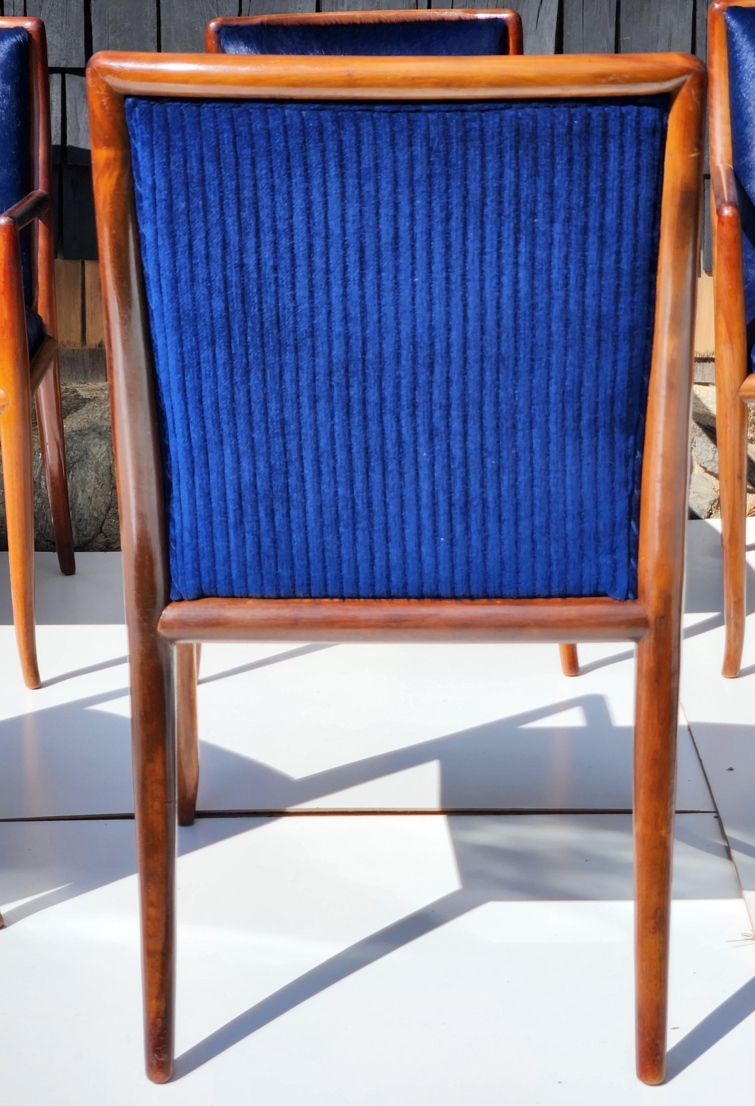 Carved 8 Robsjohn-Gibbings Walnut Dining Chairs for Widdicomb Furniture Co. 1959 For Sale