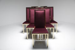 8 Romeo Rega Italian Brass Dining Chairs in Purple Velvet