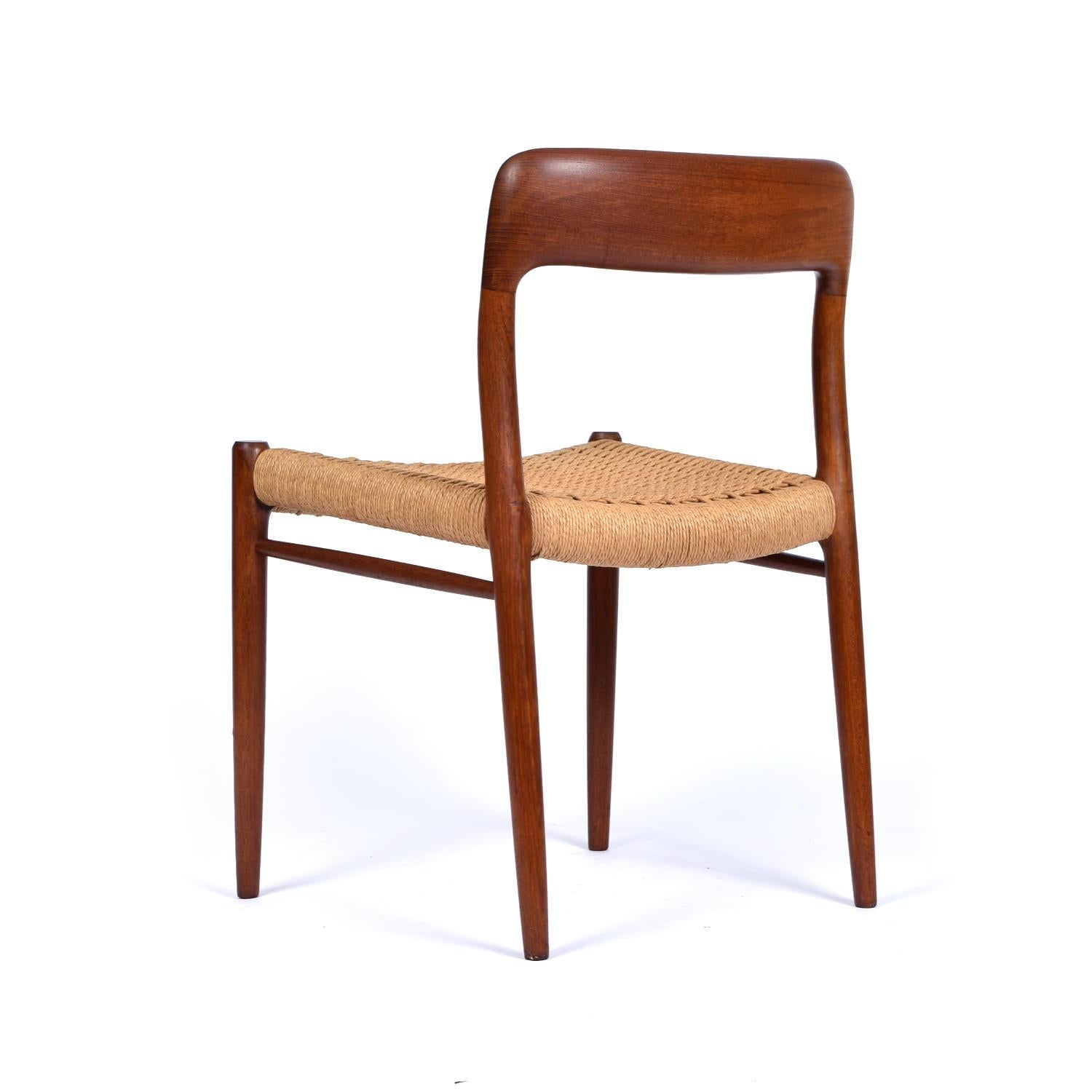 8 Roped Seat Danish Teak Dining Chairs Model 75 by Niels Otto Moller In Good Condition In Chattanooga, TN