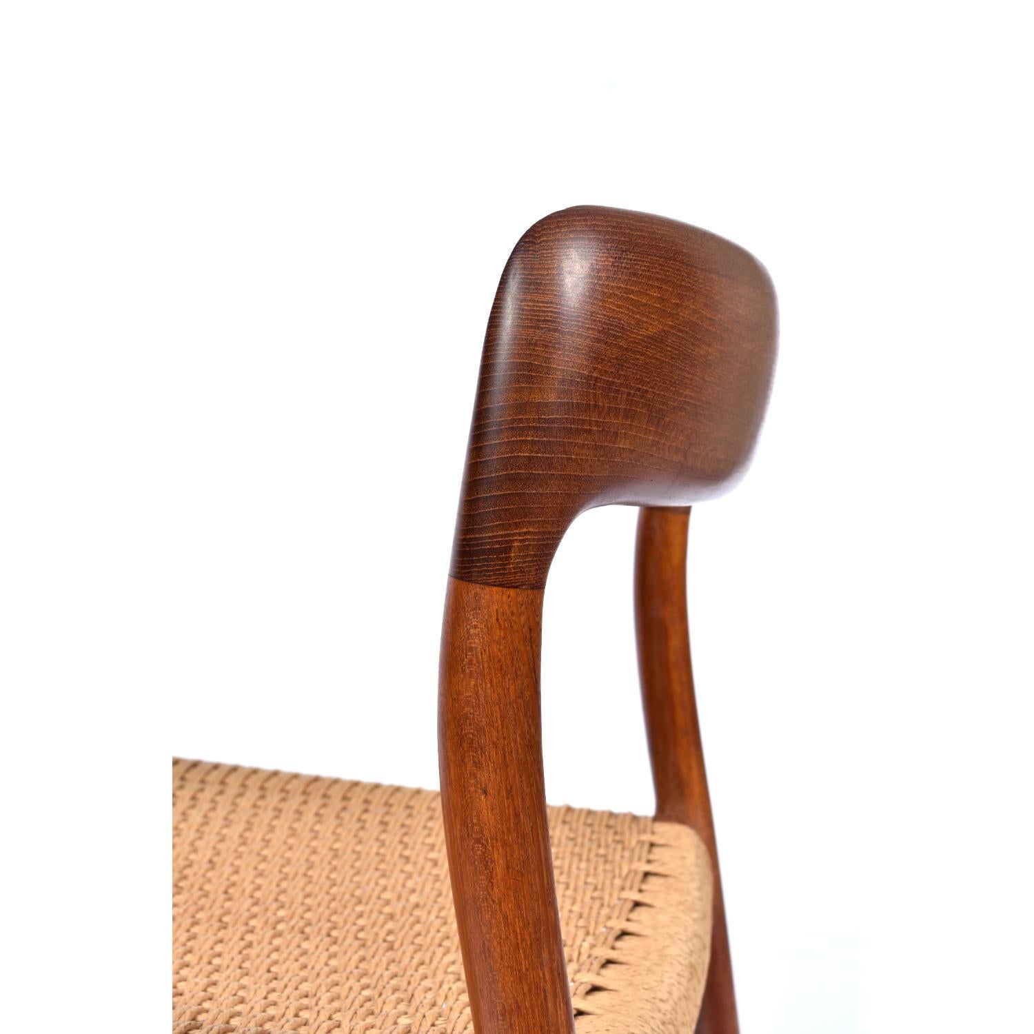 Mid-20th Century 8 Roped Seat Danish Teak Dining Chairs Model 75 by Niels Otto Moller