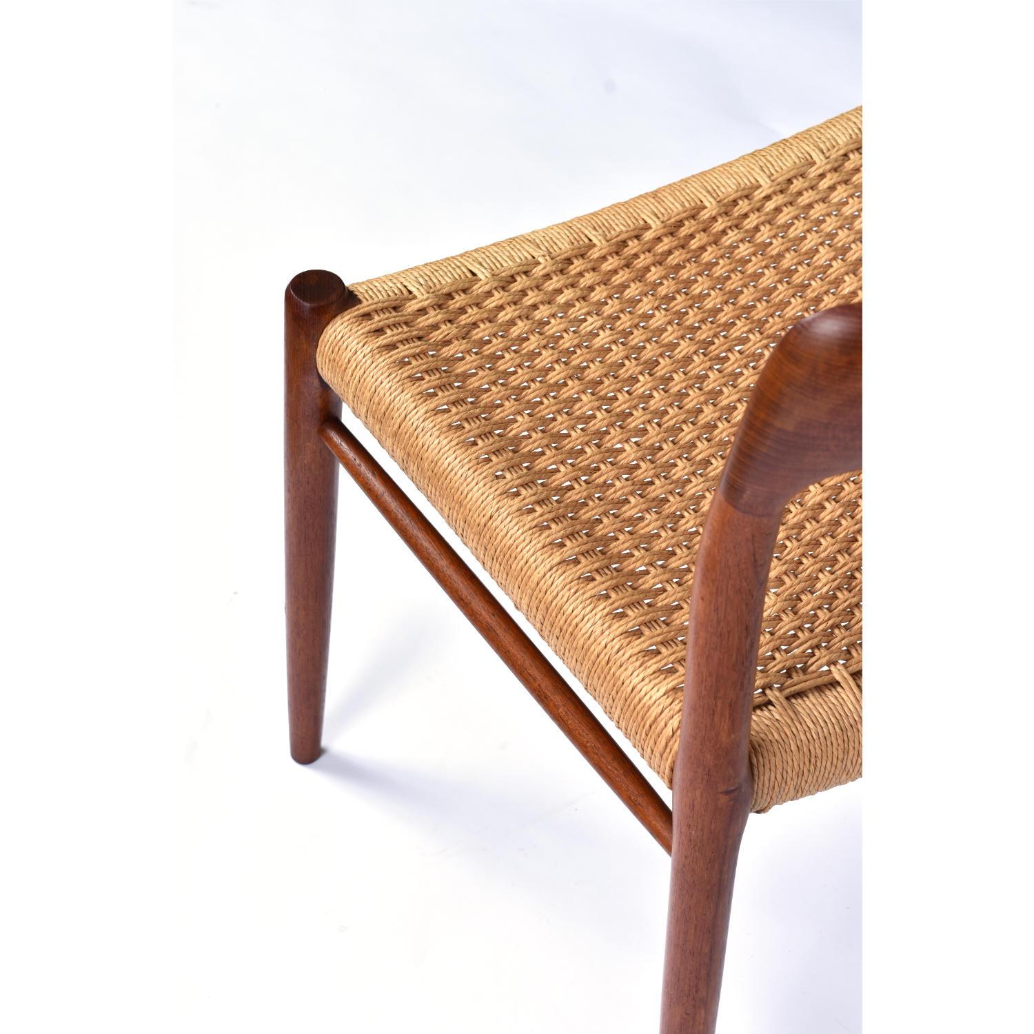8 Roped Seat Danish Teak Dining Chairs Model 75 by Niels Otto Moller 1
