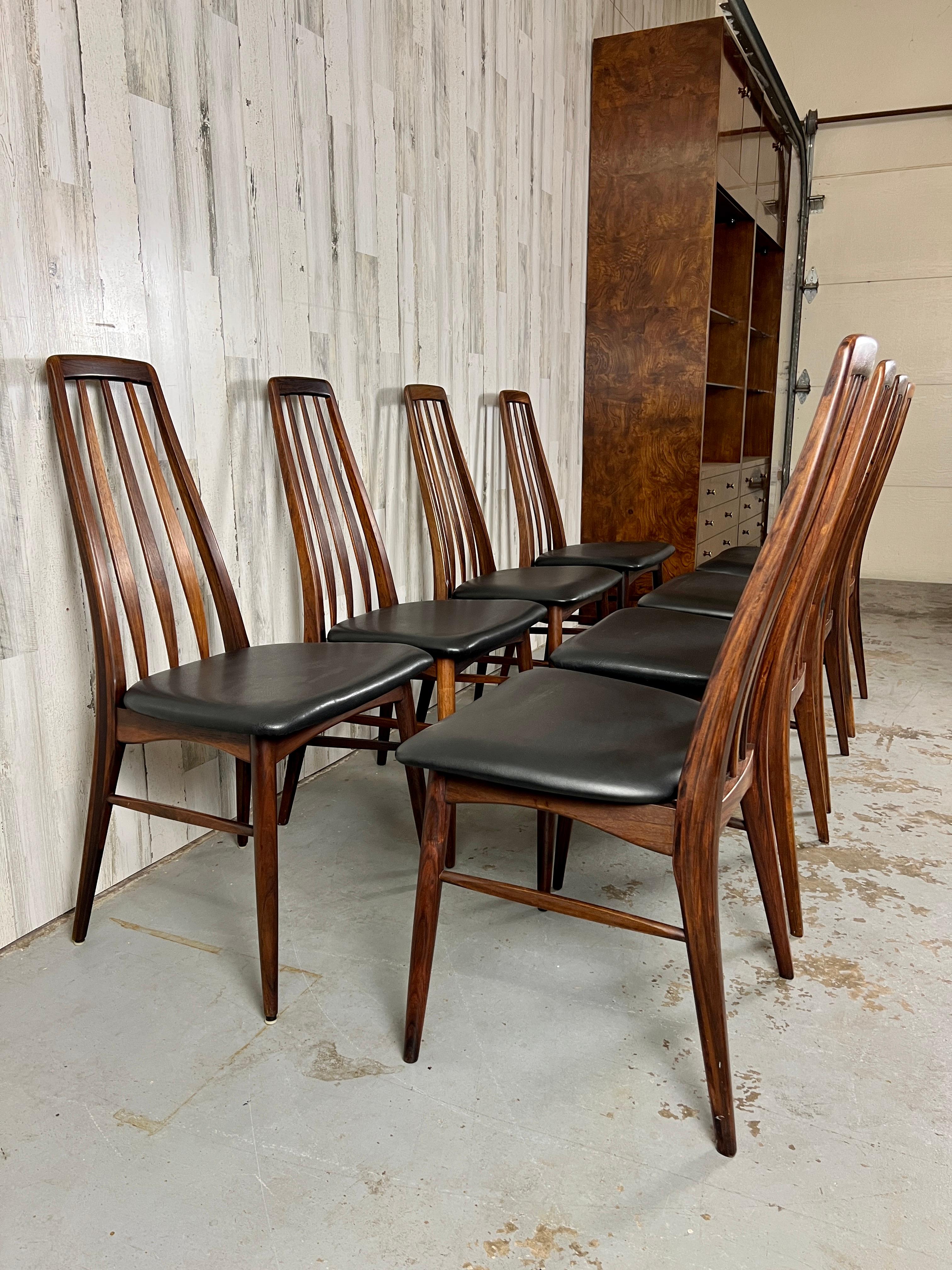 8 chaises de salle à manger « Eva » en bois de rose de Neils Koefoed en vente 3