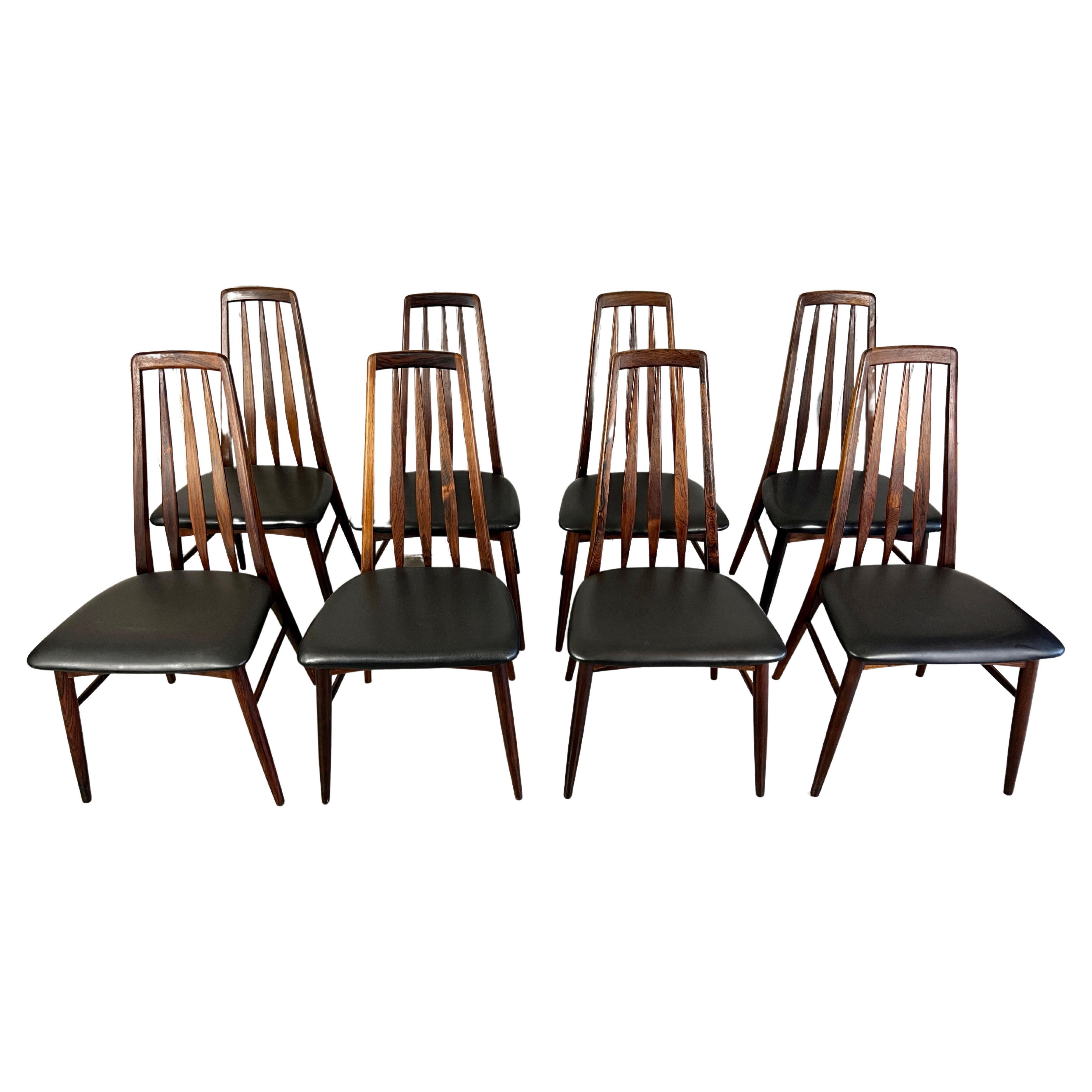 8 chaises de salle à manger « Eva » en bois de rose de Neils Koefoed en vente 11