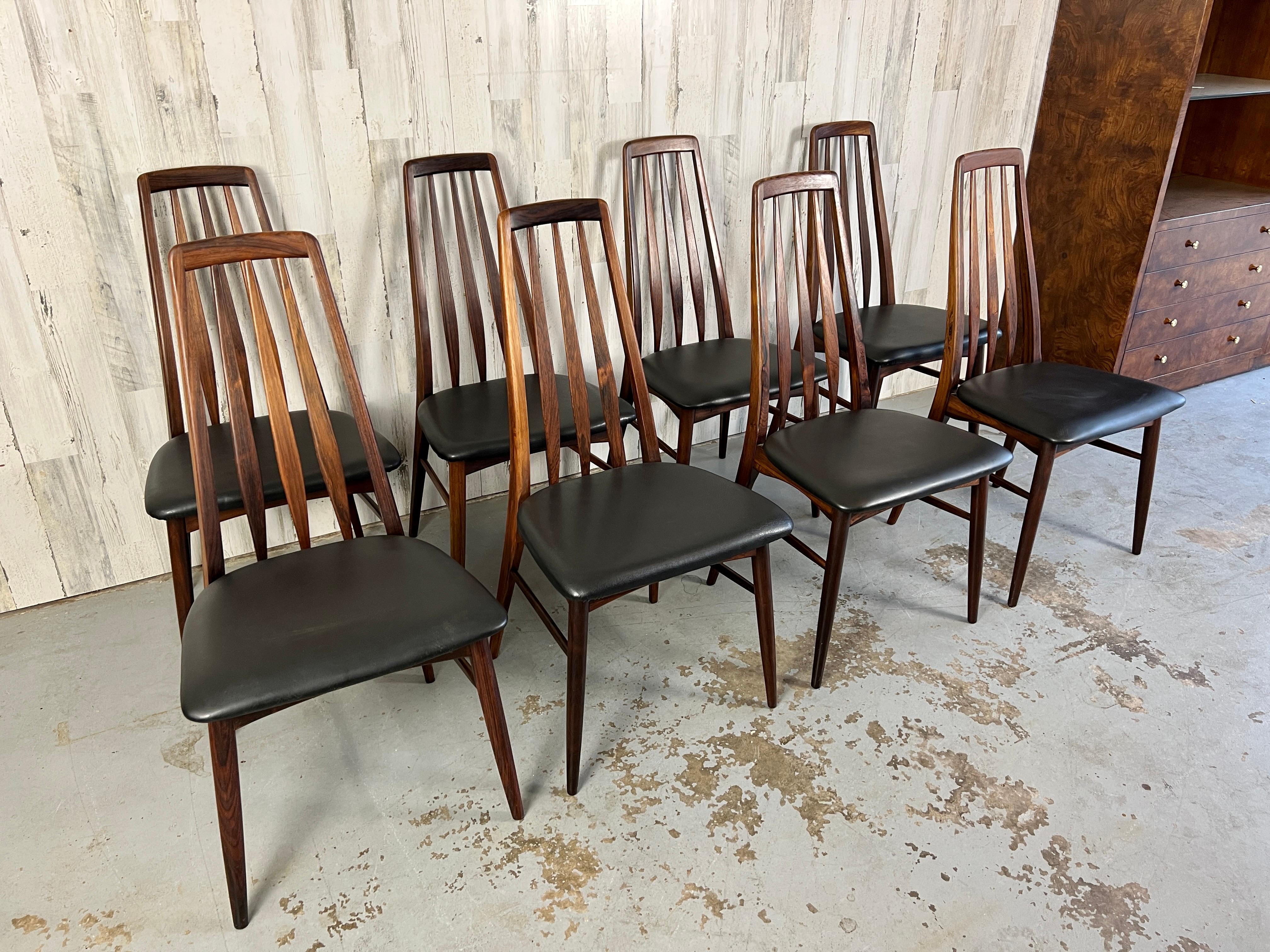 Danois 8 chaises de salle à manger « Eva » en bois de rose de Neils Koefoed en vente