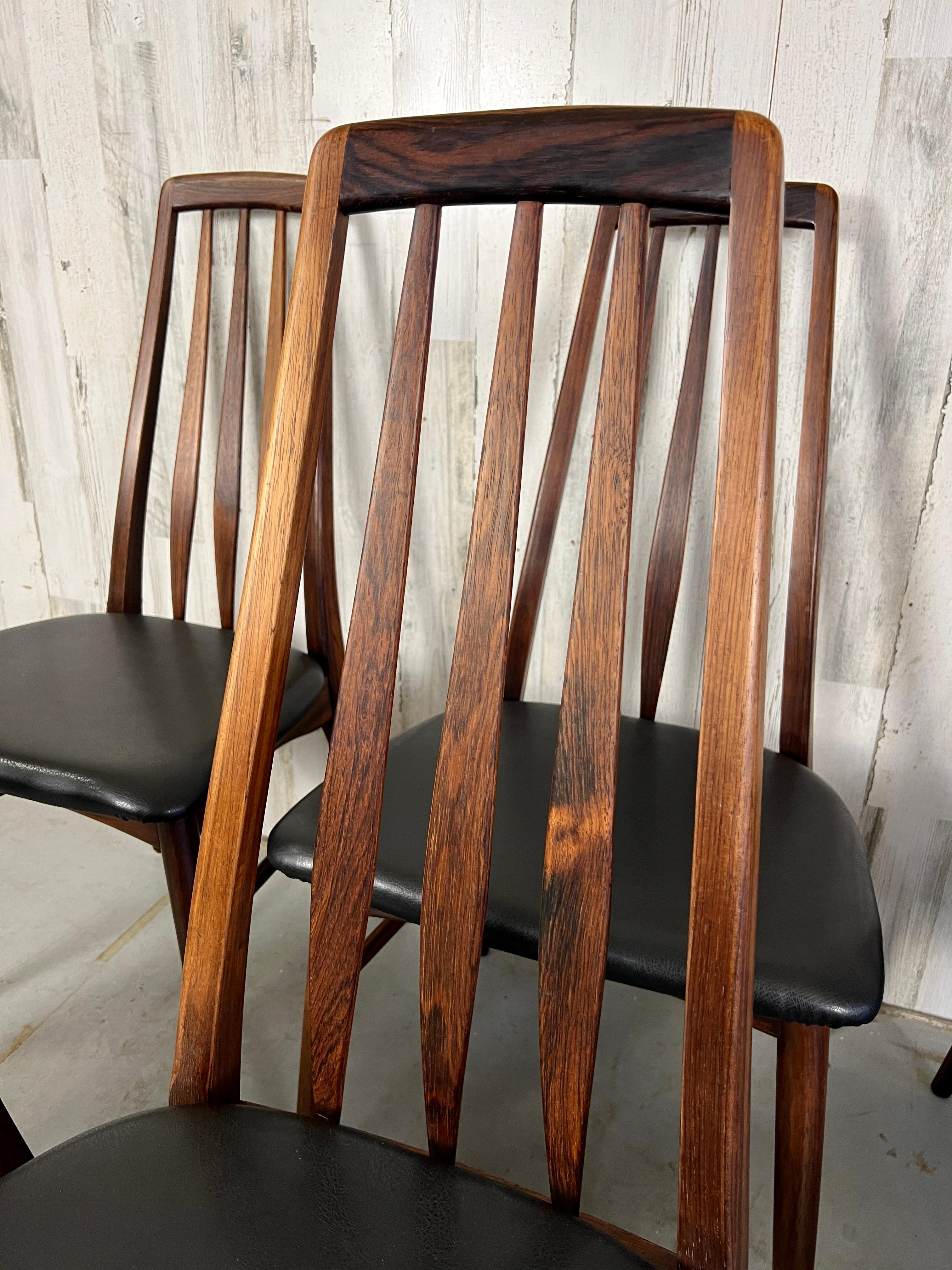 8 chaises de salle à manger « Eva » en bois de rose de Neils Koefoed Bon état - En vente à Denton, TX