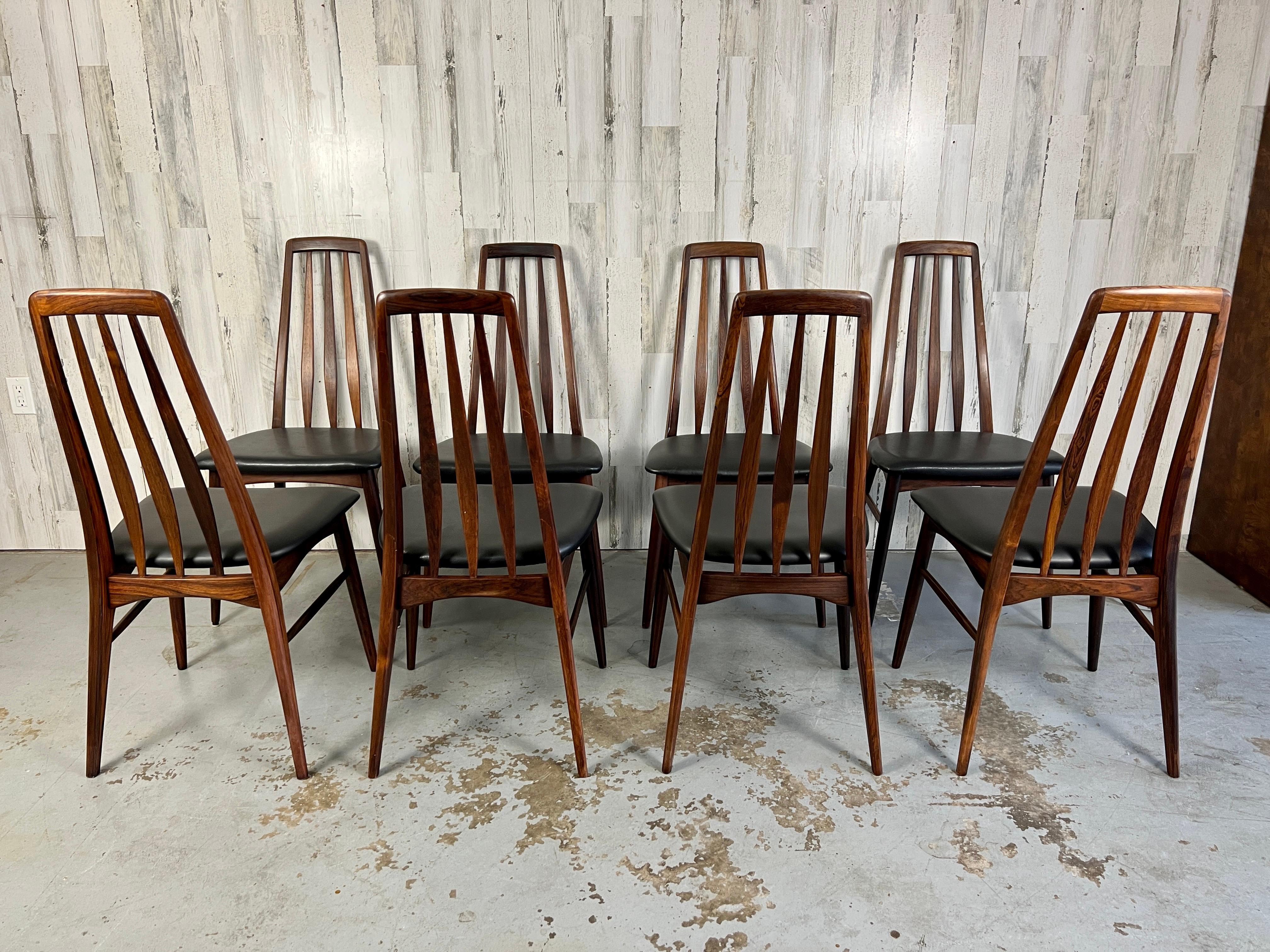 8 chaises de salle à manger « Eva » en bois de rose de Neils Koefoed en vente 1