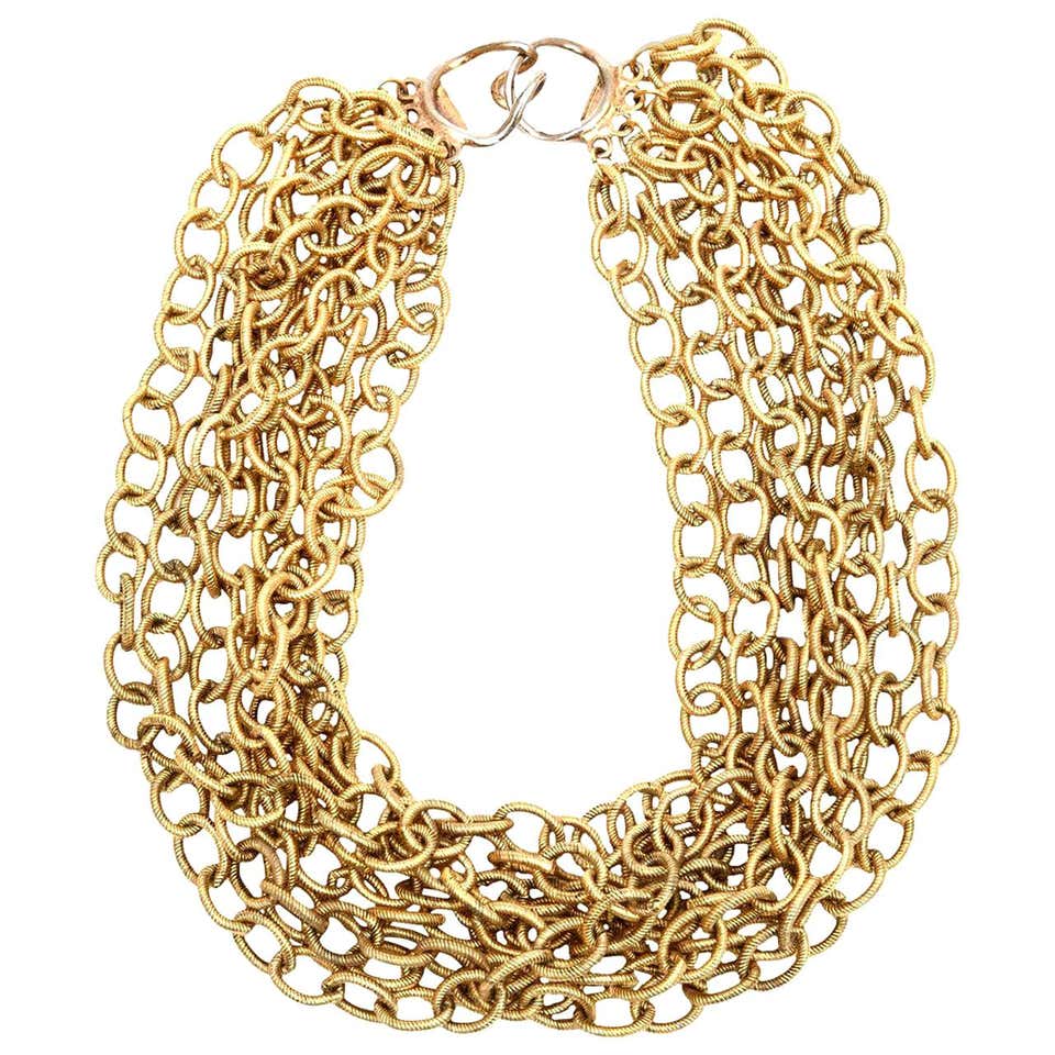 8 Row Chain Necklace Italian Vintage at 1stDibs
