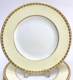 8 Royal Worcester England Porcelain & Gilt Empire Style Dinner Plates, 1940