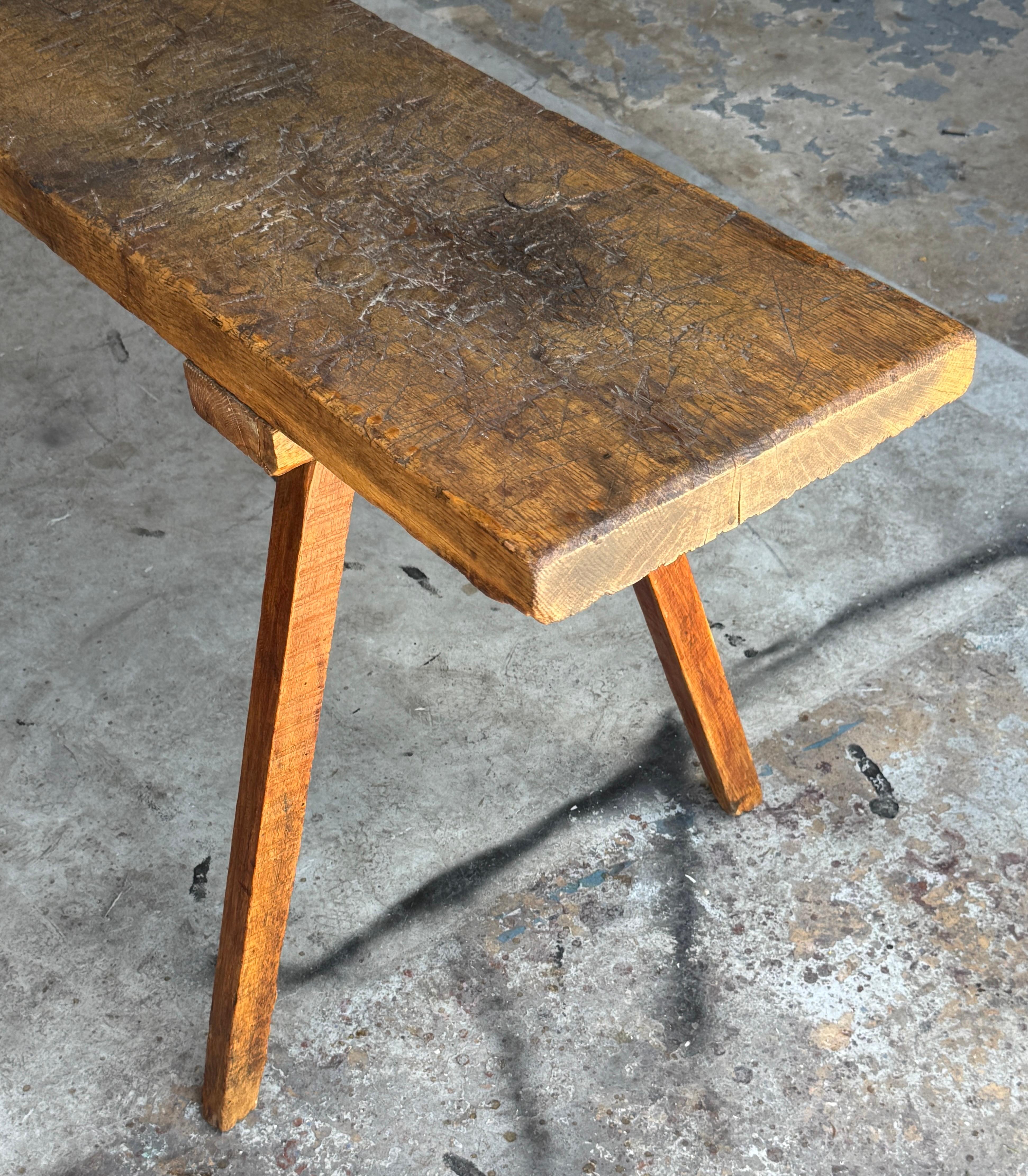 Américain Table de travail (console) à tréteaux en châtaignier américain rustique 8' Deep Patina en vente