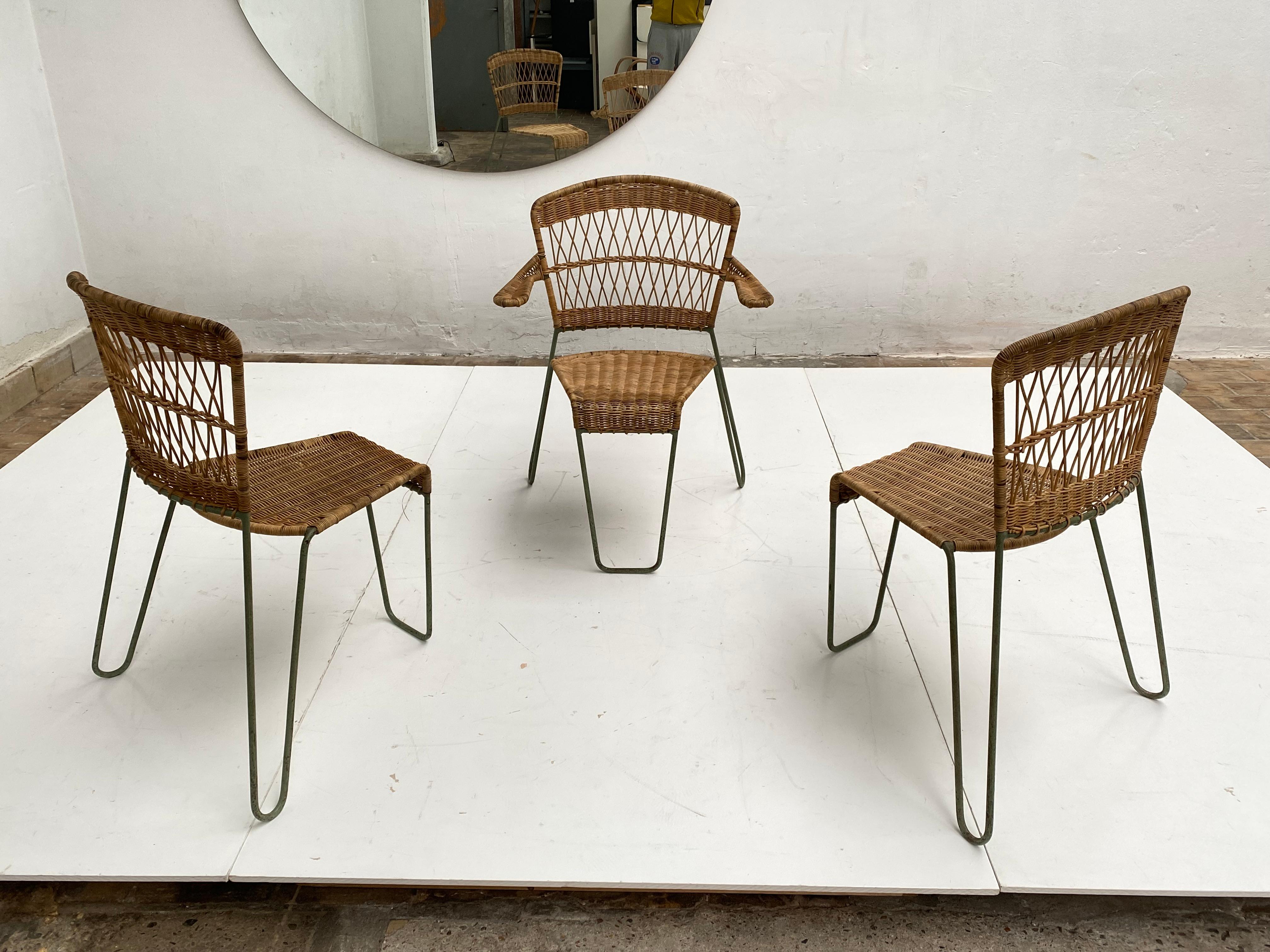 3 Sculptural Form 'Oro' Dining Chairs by Raoul Guys, 1951, Airborne, France For Sale 12