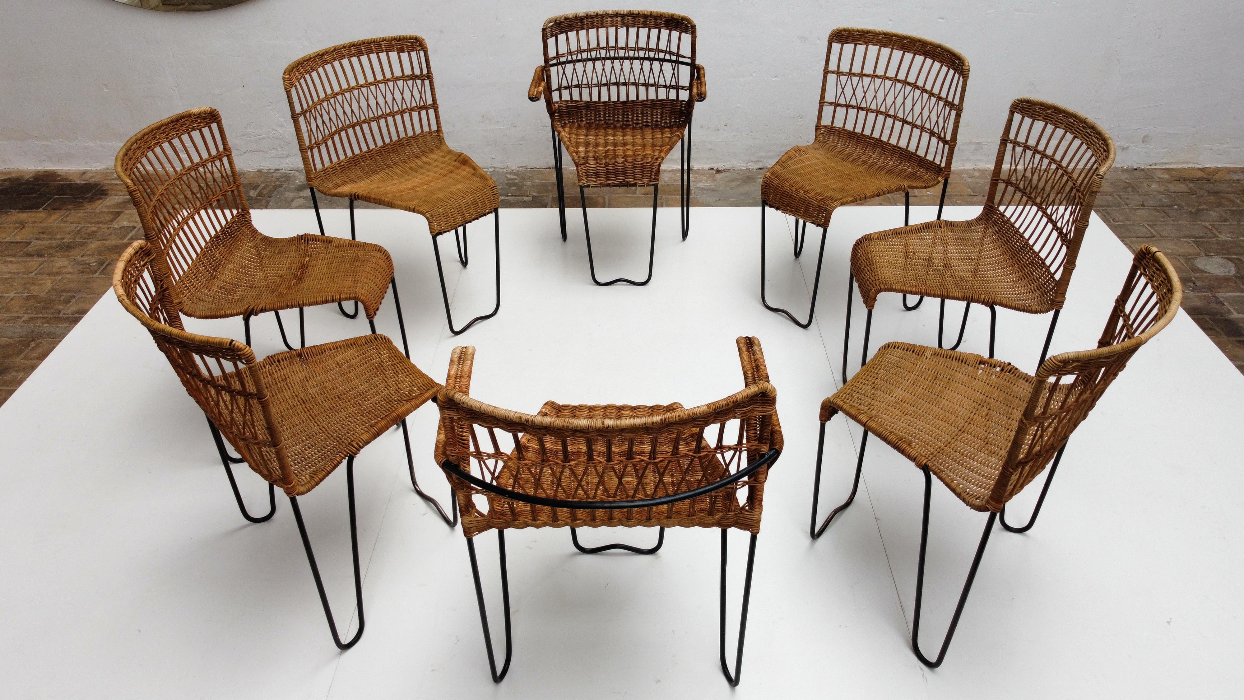 Steel 8 Sculptural Form 'Oro' Dining Chairs by Raoul Guys, 1951, Airborne, France