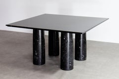 8-Seat Bellini Black Marble Il Colonnato Square Dining Conference Table Cassina