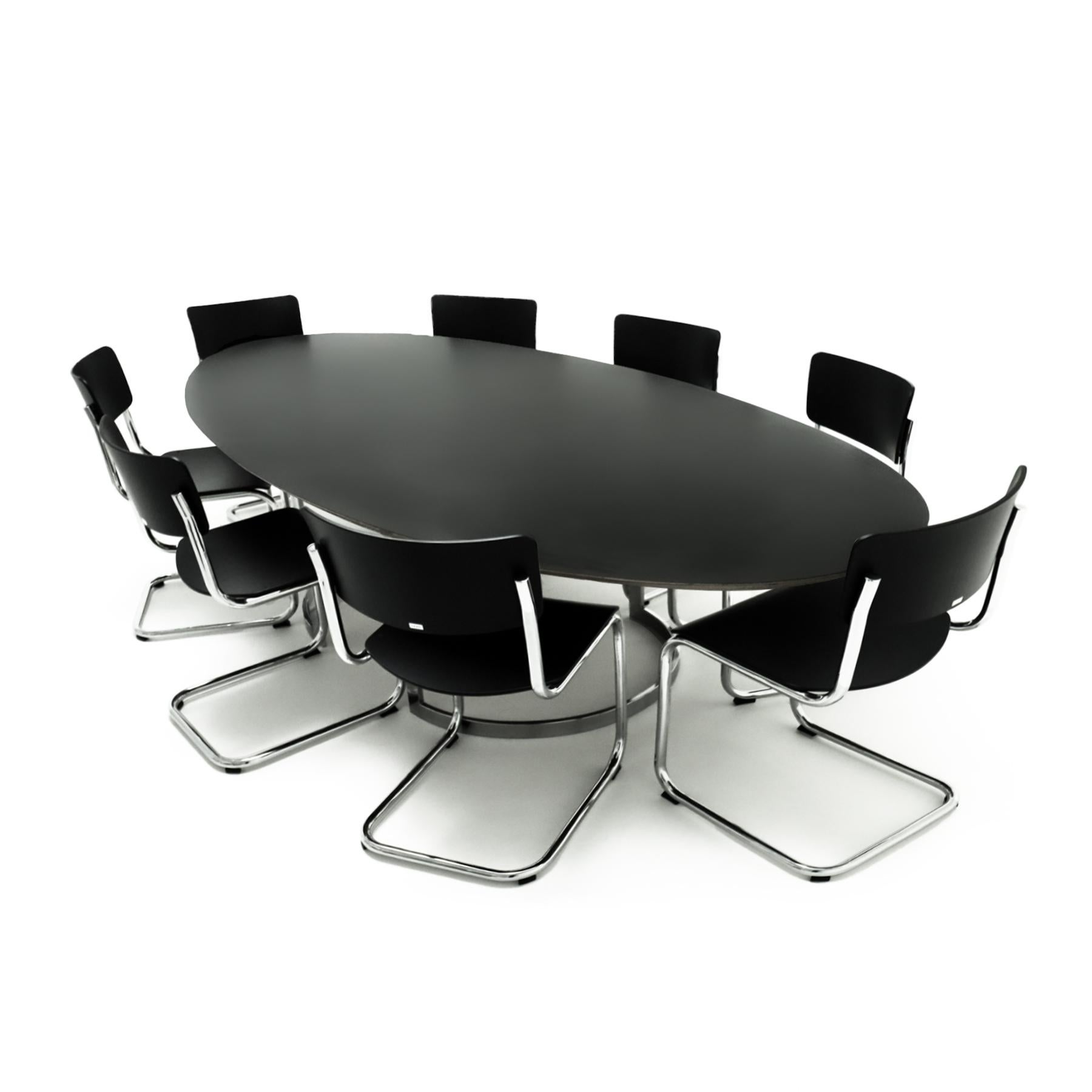 Steel 8 seat office meeting or conference room table in the style of Milo Baughman 