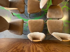 8 sillas de comedor de madera y tela - Dassi Mobili Moderni - 1960