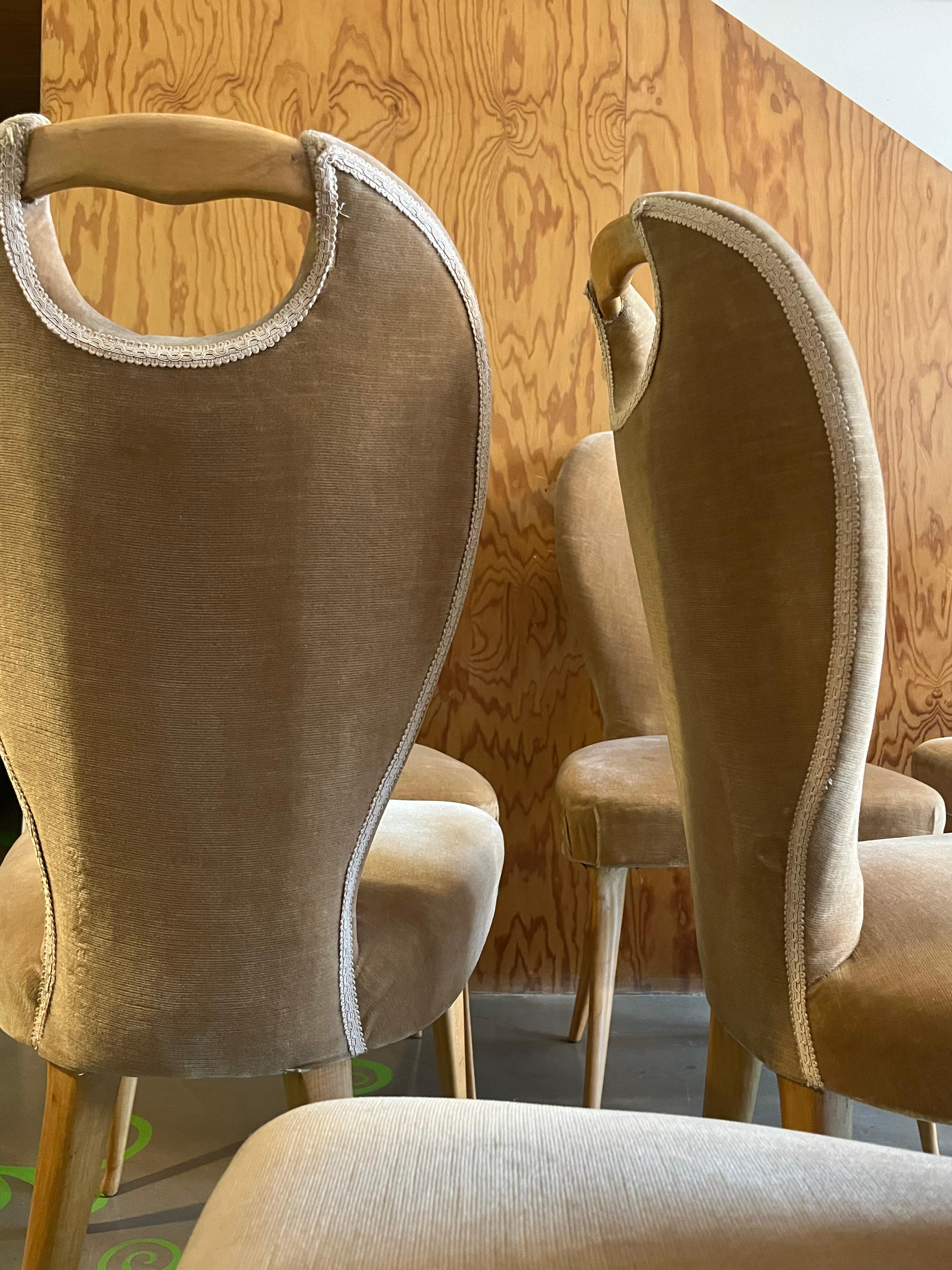 Other 8 wood and fabric dining room chairs - Dassi Modern Furniture - 1960s For Sale