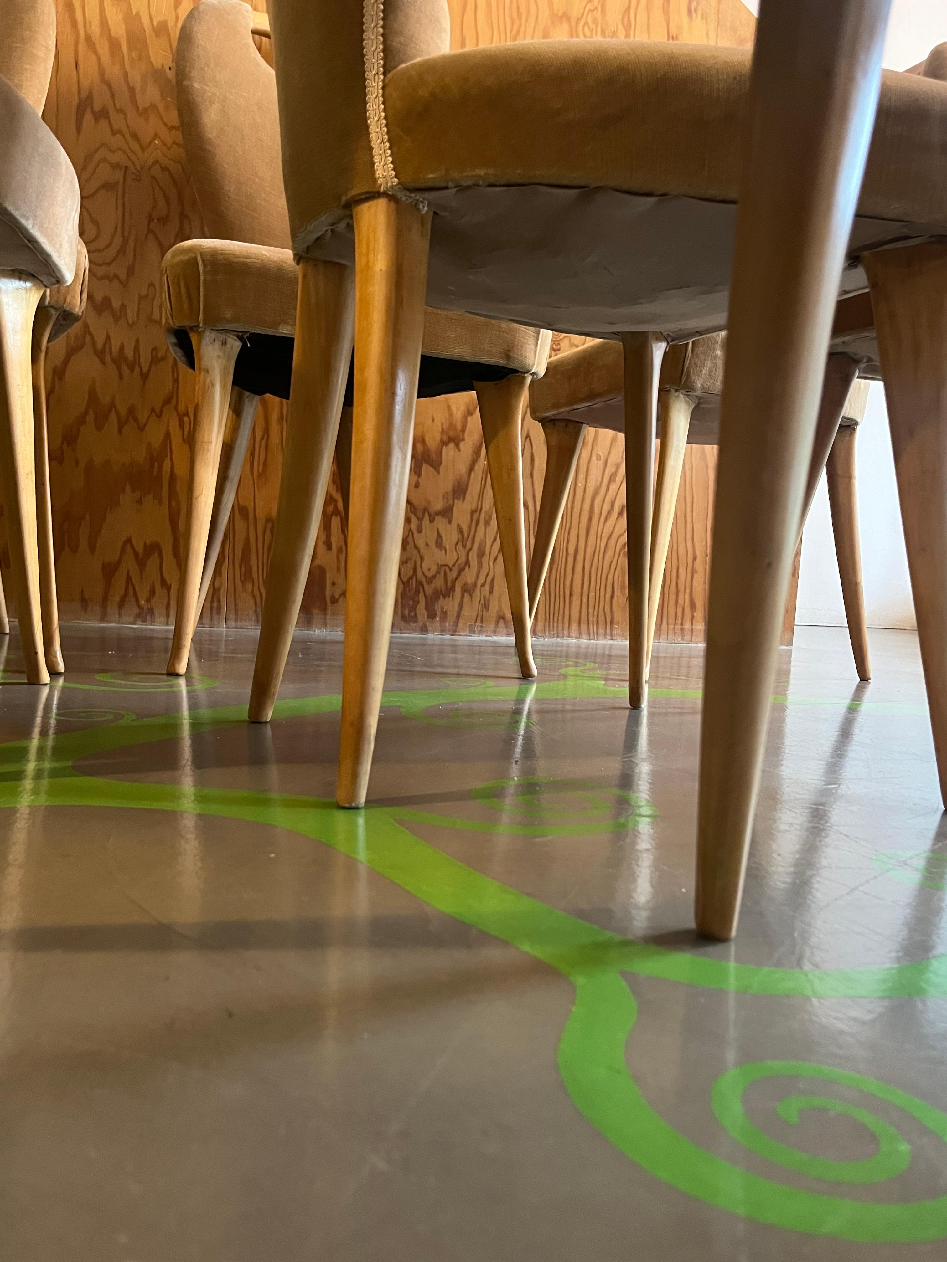 8 wood and fabric dining room chairs - Dassi Modern Furniture - 1960s In Good Condition For Sale In Milano, IT